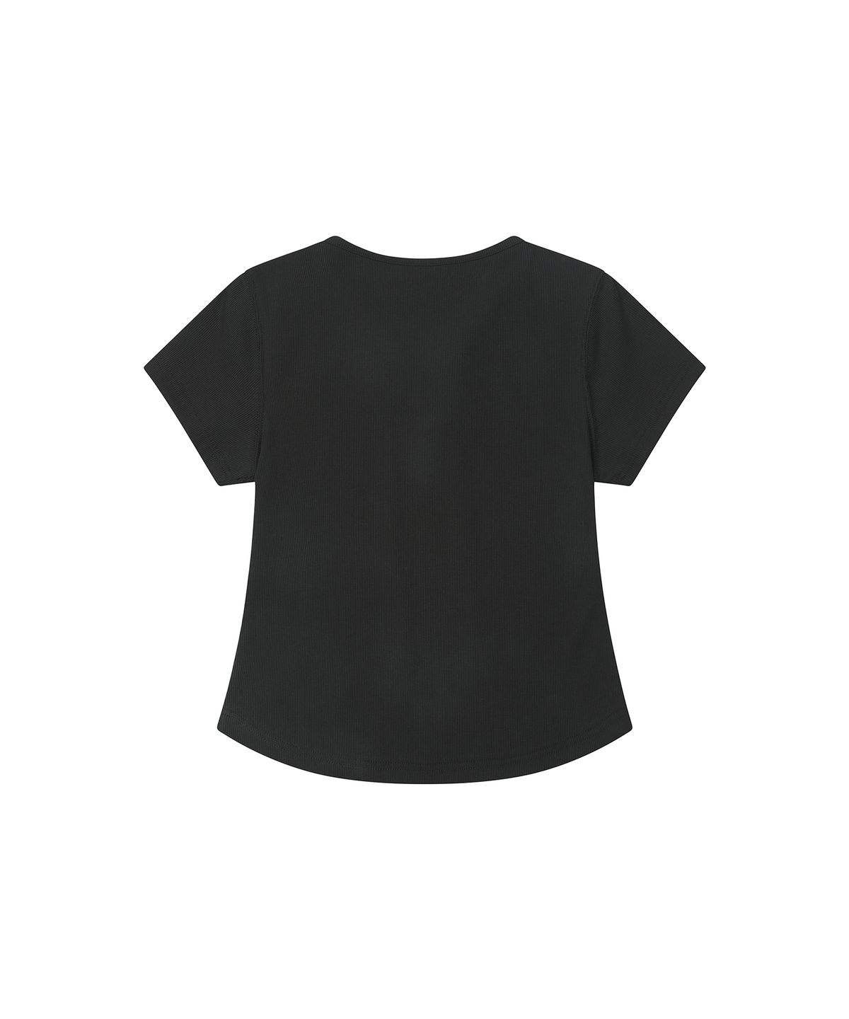 세컨모놀로그(SECONDMONO) Lace-Up Rib Slim Tee [BLACK]_SEWTS035BLACK