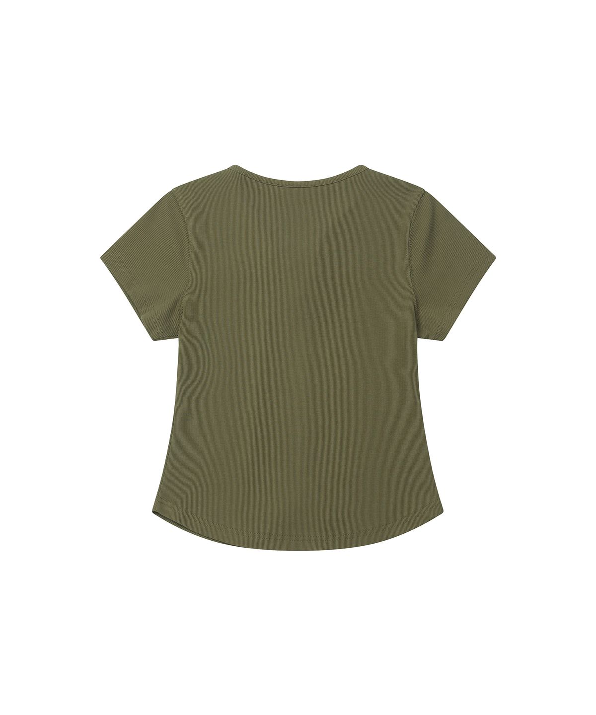 세컨모놀로그(SECONDMONO) Lace-Up Rib Slim Tee [KHAKI]_SEWTS035KHAKI