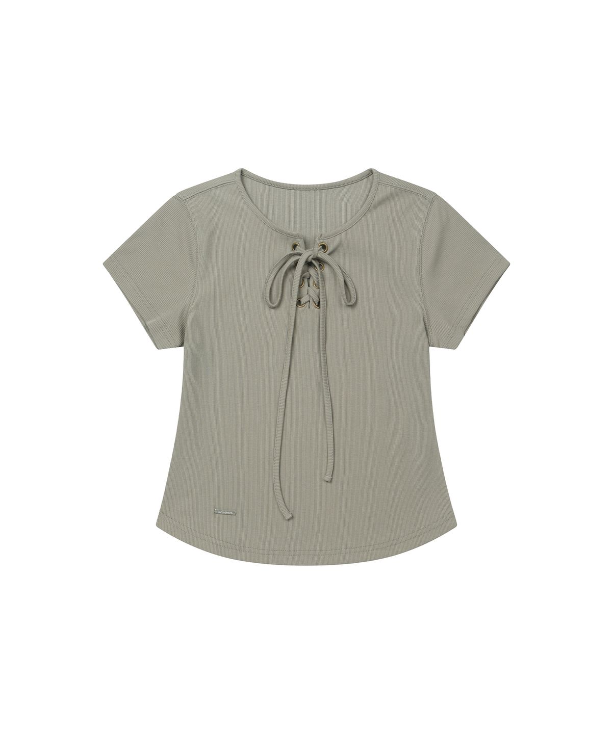 세컨모놀로그(SECONDMONO) Lace-Up Rib Slim Tee [DTBEIGE]_SEWTS035DTBEIGE