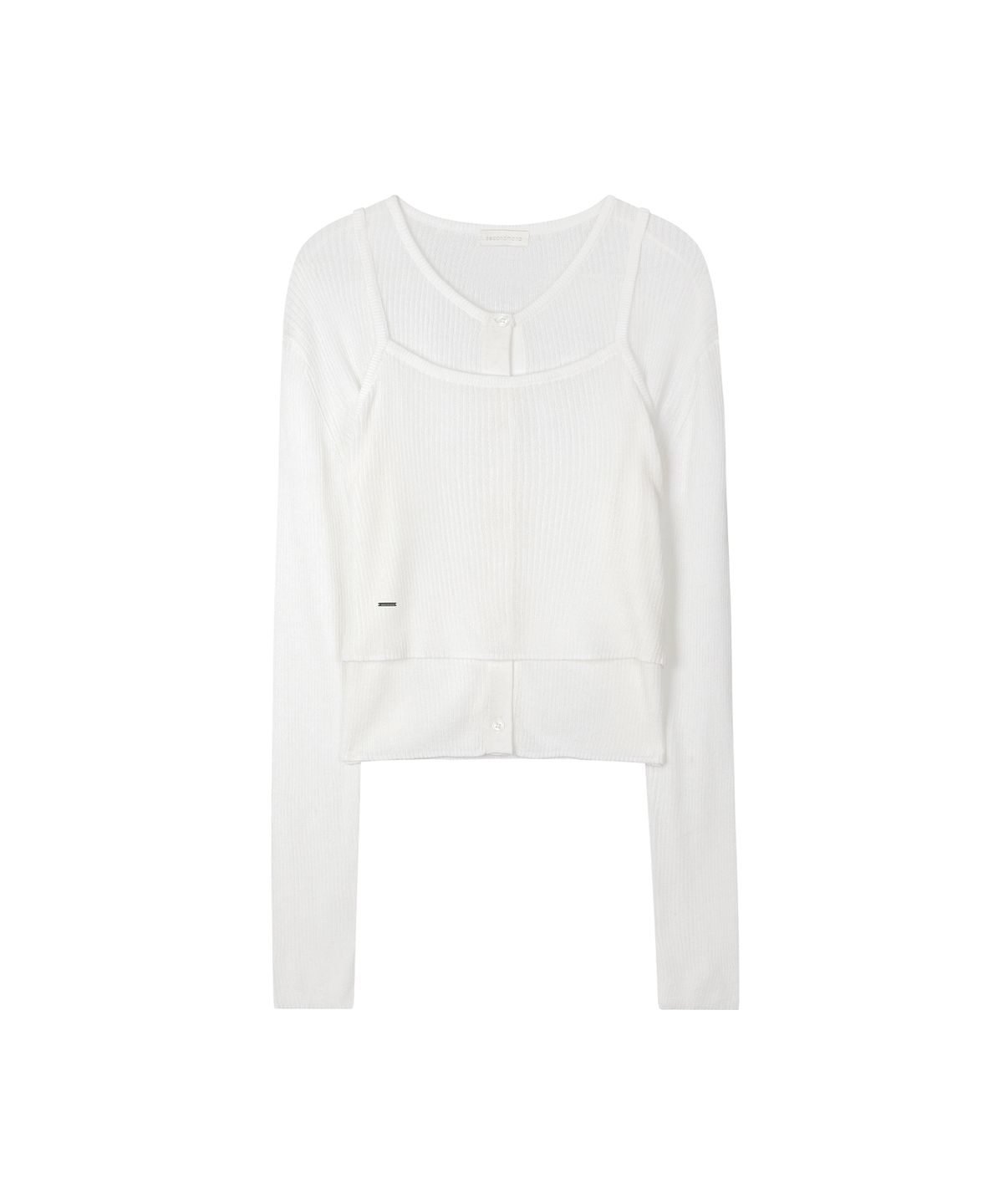 세컨모놀로그(SECONDMONO) Layered Cardigan with Back Button Bustier Set [IVORY]_SEWCD008IVORY