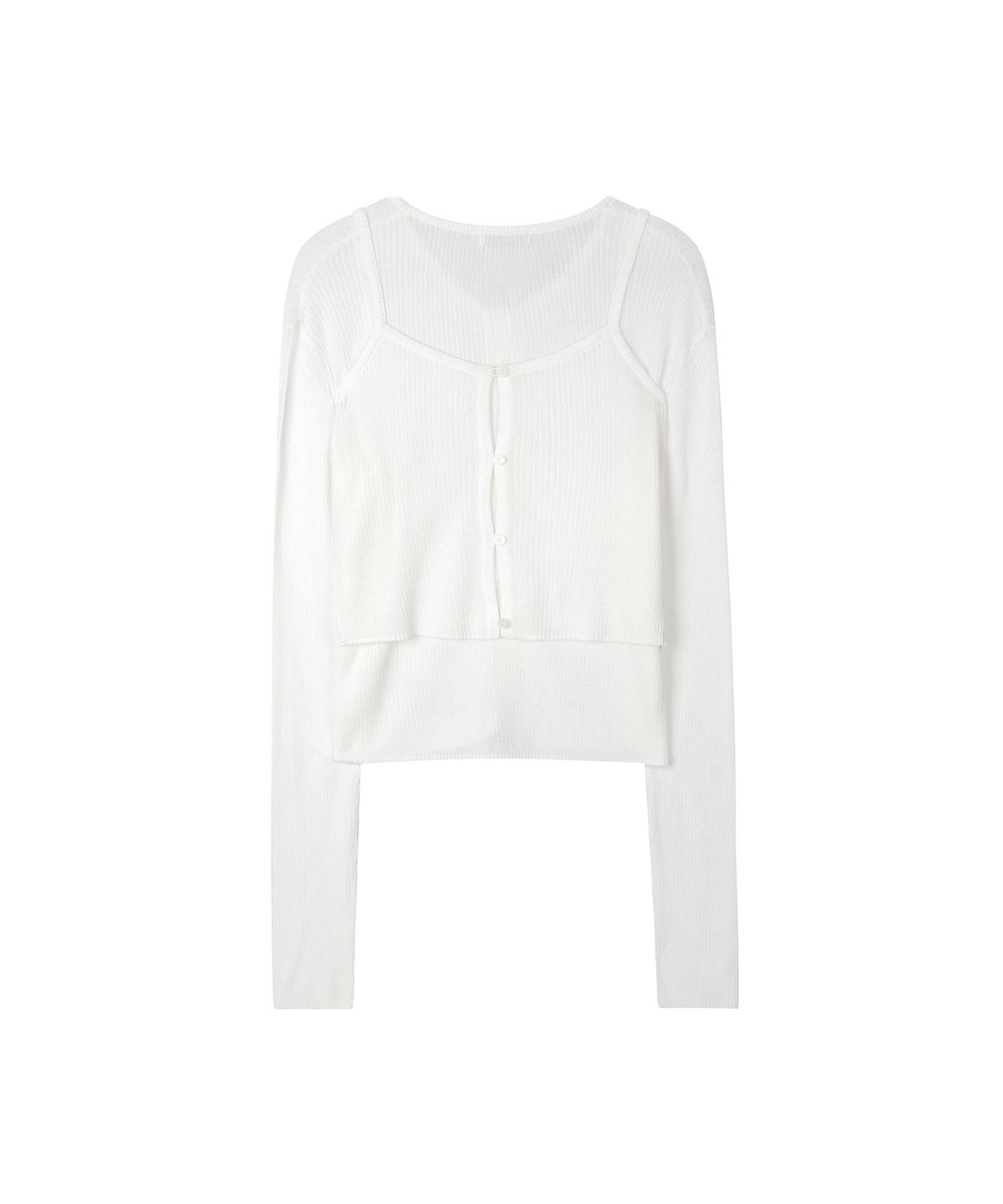 세컨모놀로그(SECONDMONO) Layered Cardigan with Back Button Bustier Set [IVORY]_SEWCD008IVORY