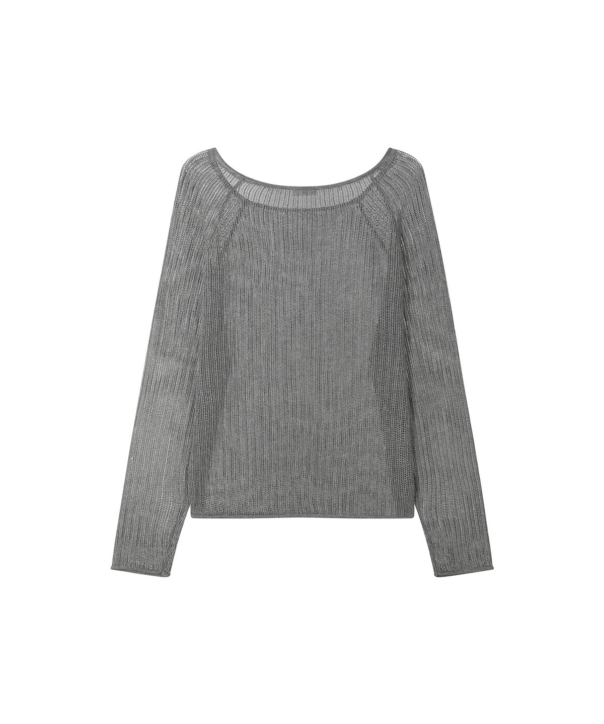 세컨모놀로그(SECONDMONO) Openwork Boat Neck Knit [GRAY]_SEWKT010GRAY