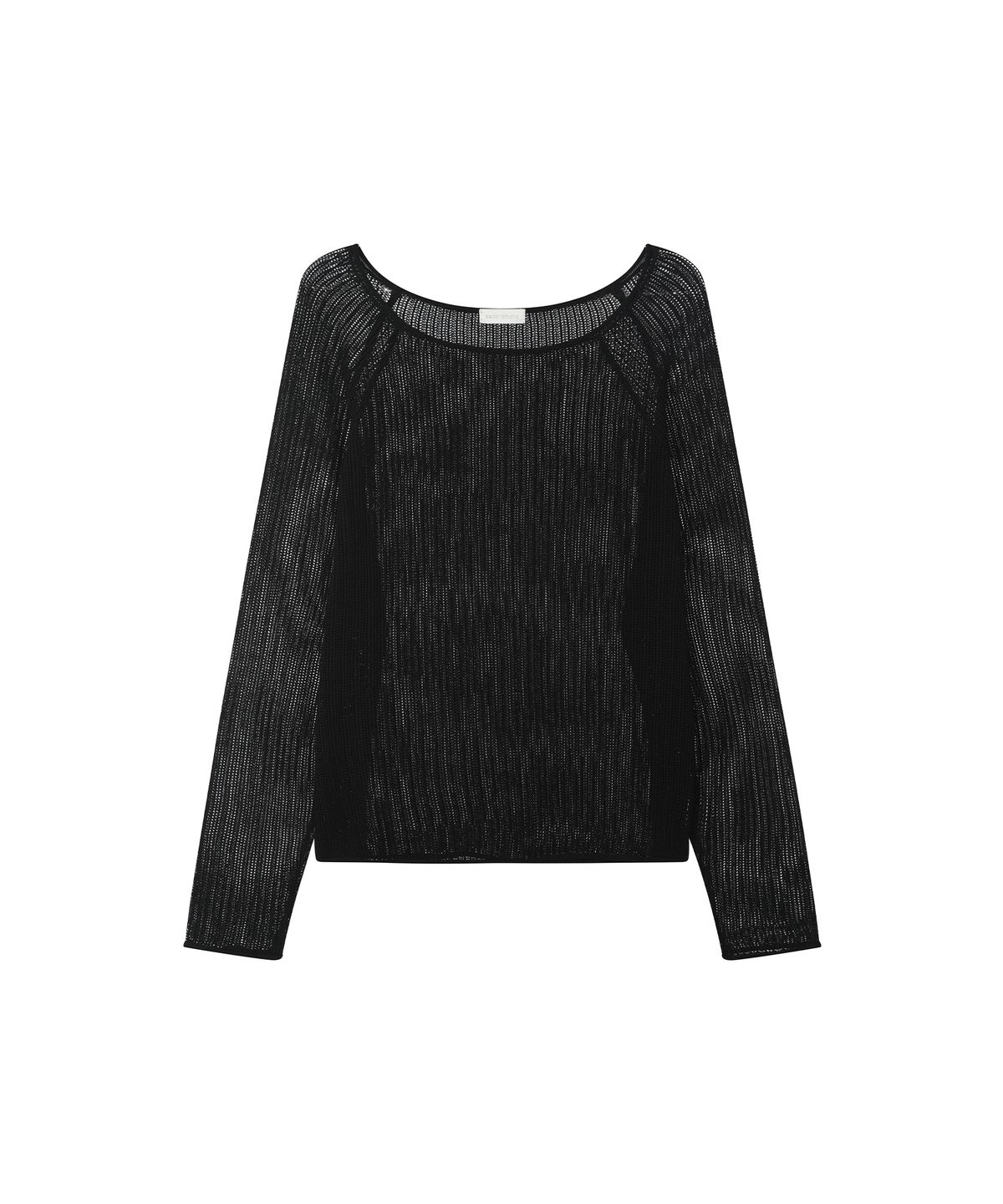 세컨모놀로그(SECONDMONO) Openwork Boat Neck Knit [BLACK]_SEWKT010BLACK