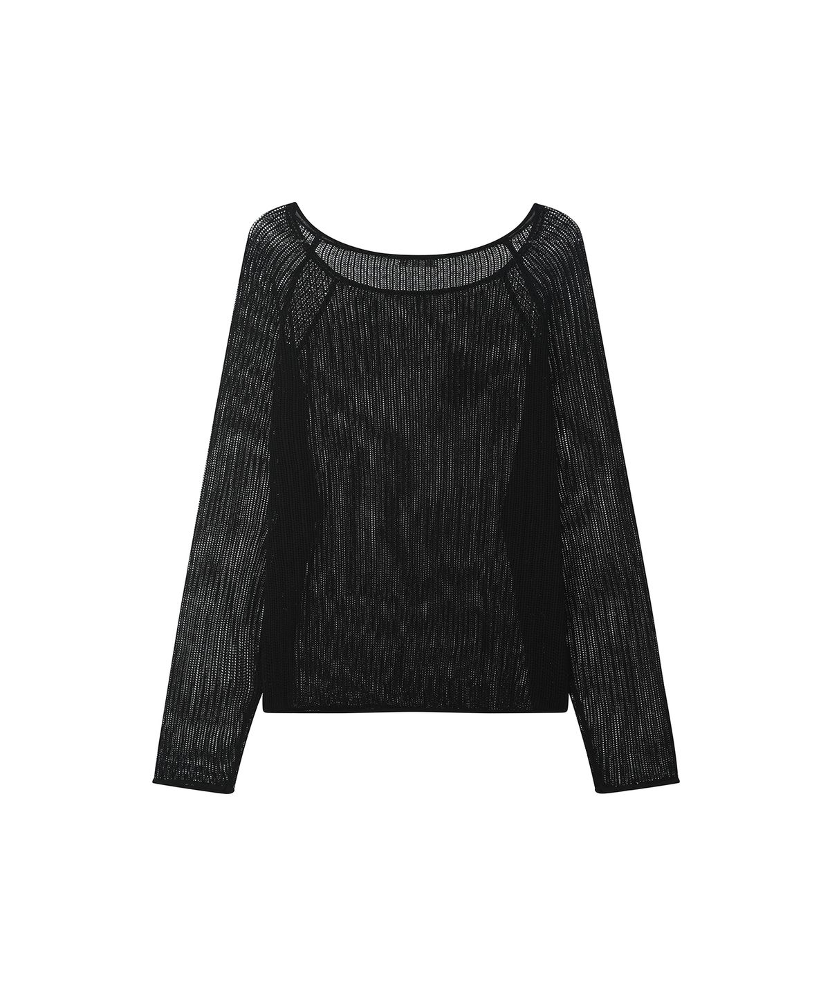 세컨모놀로그(SECONDMONO) Openwork Boat Neck Knit [BLACK]_SEWKT010BLACK