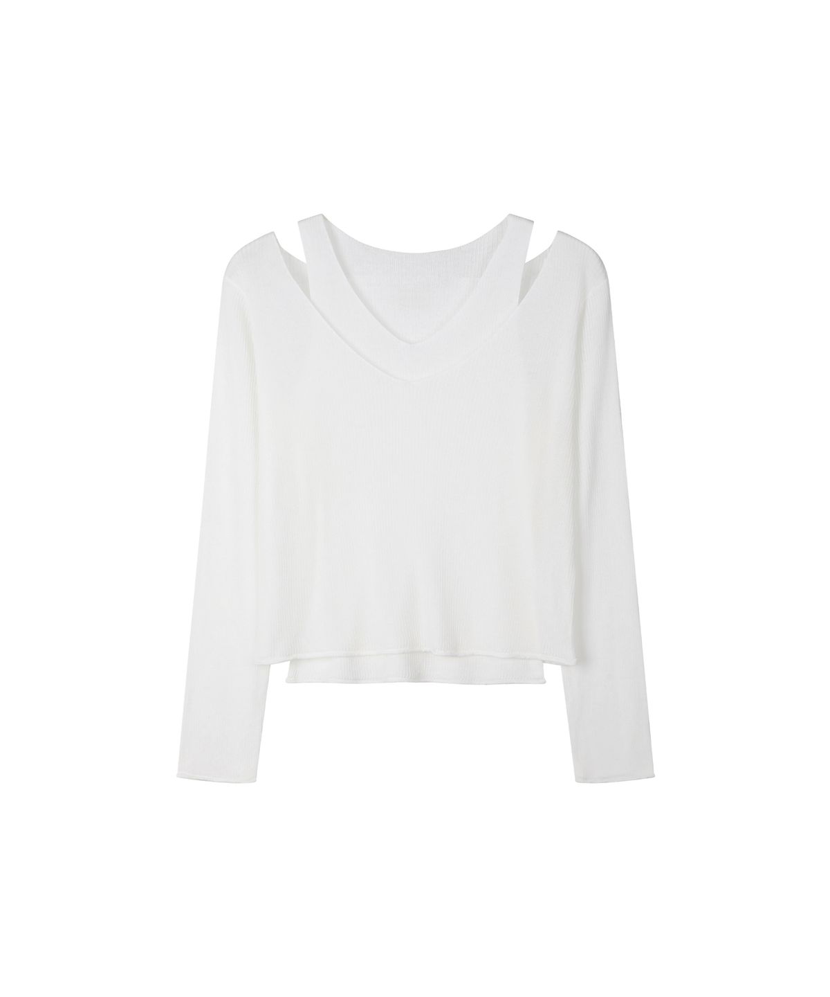 세컨모놀로그(SECONDMONO) V Neck Layered Knit Set [IVORY]_SEWKT011IVORY