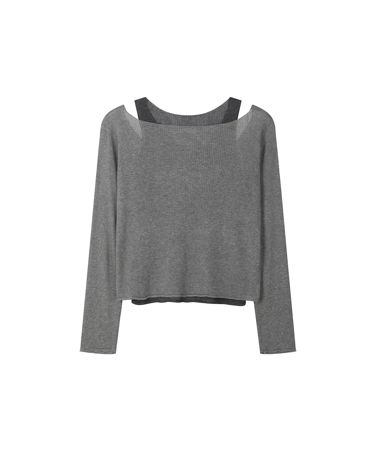 세컨모놀로그(SECONDMONO) V Neck Layered Knit Set [GRAY]_SEWKT011GRAY