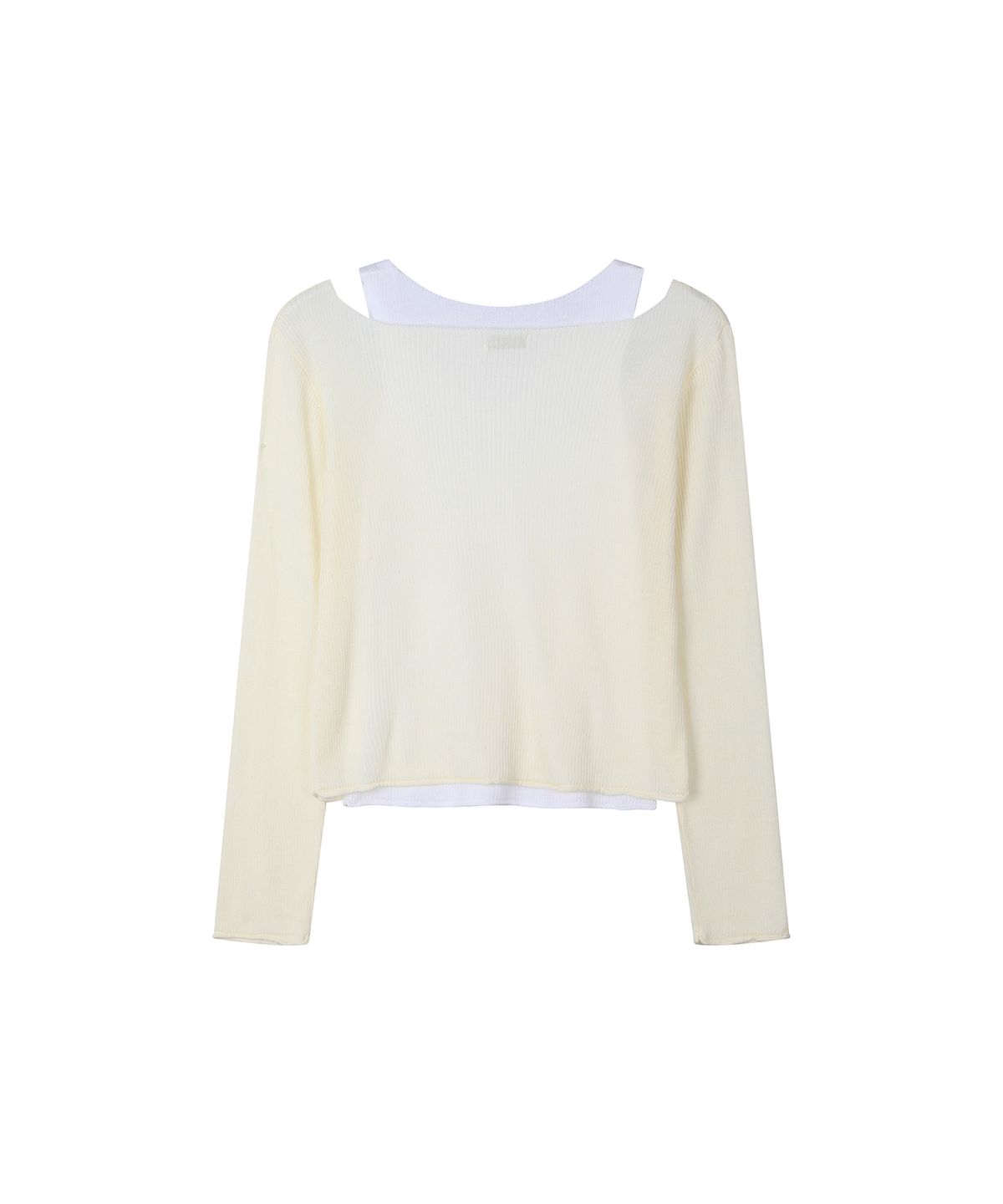 세컨모놀로그(SECONDMONO) V Neck Layered Knit Set [BUTTER]_SEWKT011BUTTER