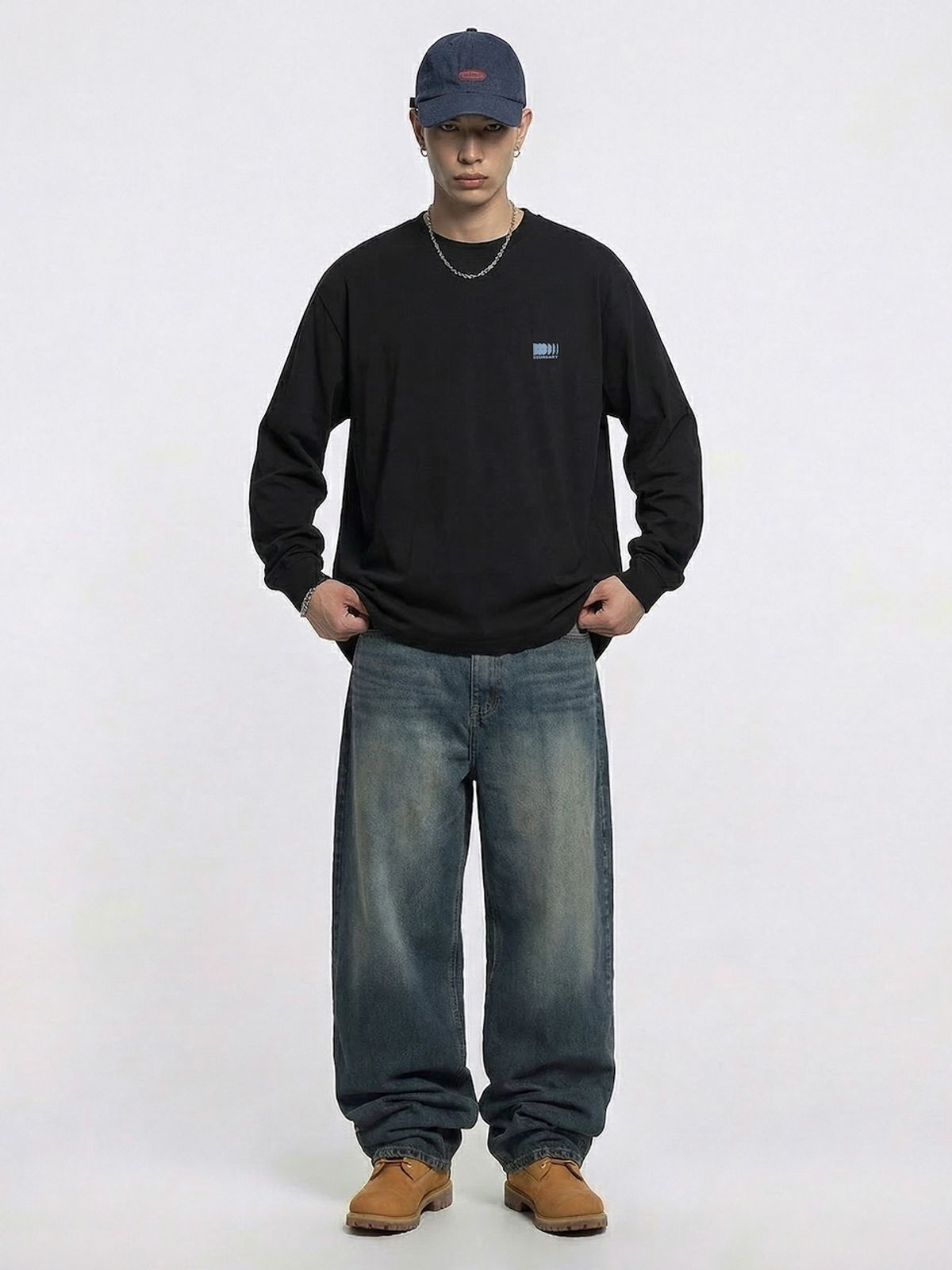 바운더리(BOUNDARY) BOUNDARY EMBLEM LONG SLEEVE TEE-SHIRTS BK_B261MSM205