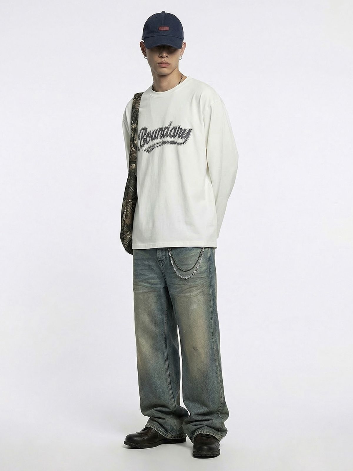 바운더리(BOUNDARY) BOUNDARY LOGO LONG SLEEVE TEE-SHIRTS WH_B261MSM204