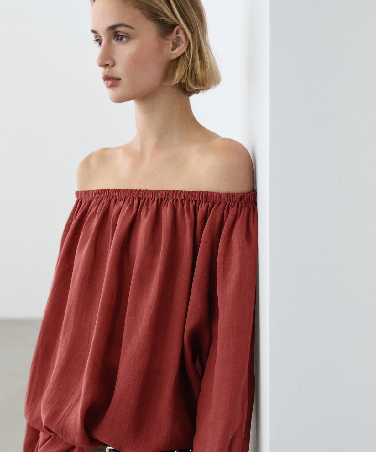 마시모두띠(MASSIMO DUTTI) 보트넥 플루이드 셔츠