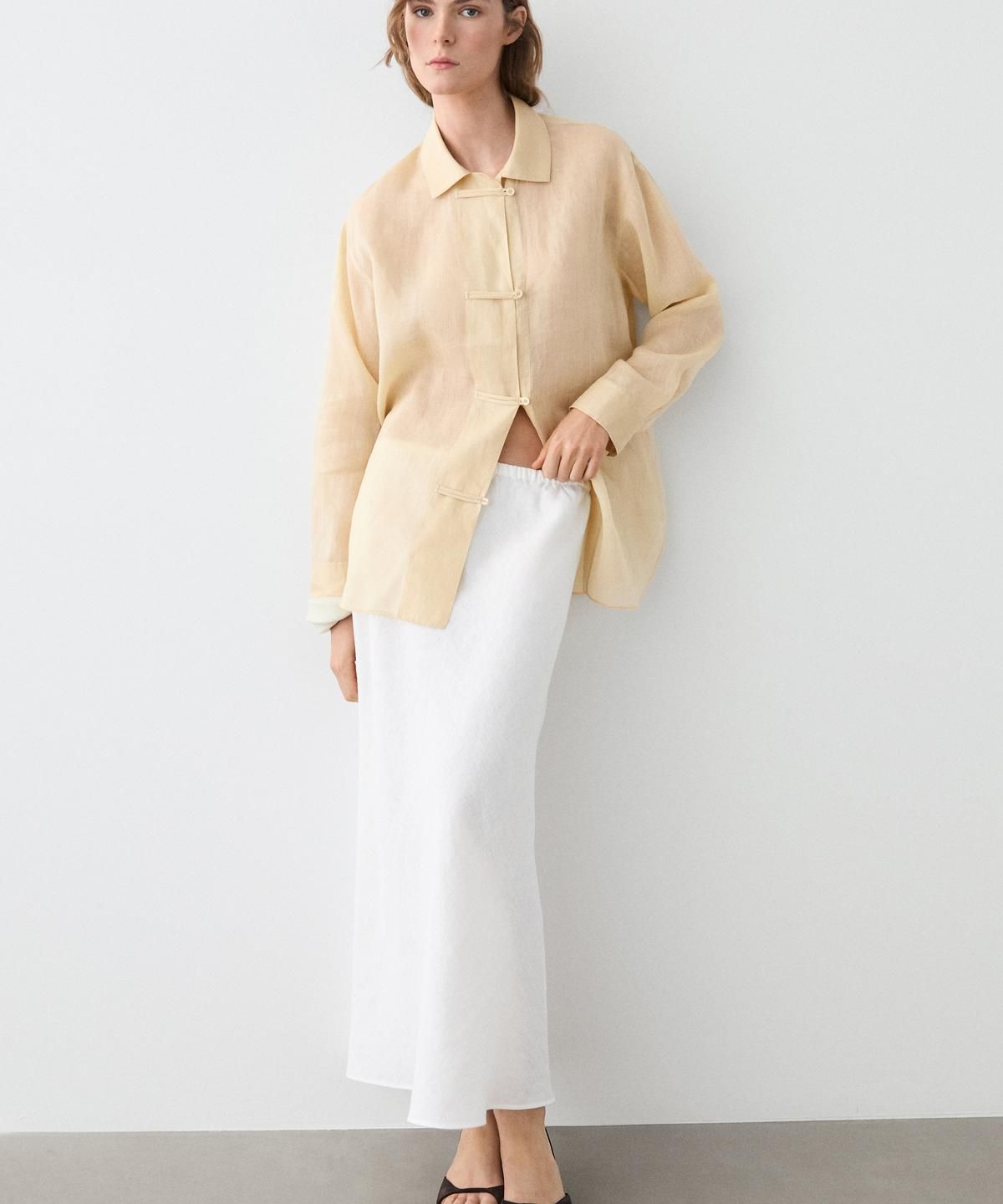 마시모두띠(MASSIMO DUTTI) 100% 라미 플루이드 셔츠