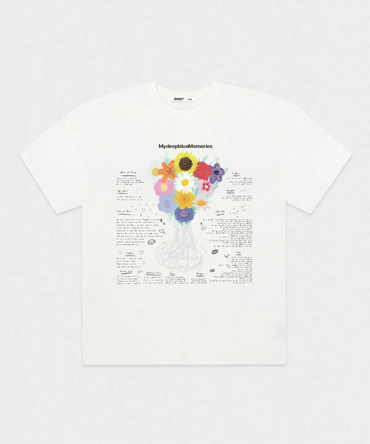 마이딥블루메모리즈(MY DEEP BLUE MEMORIES) MM TWELVE FLOWER T-Shirts (White)