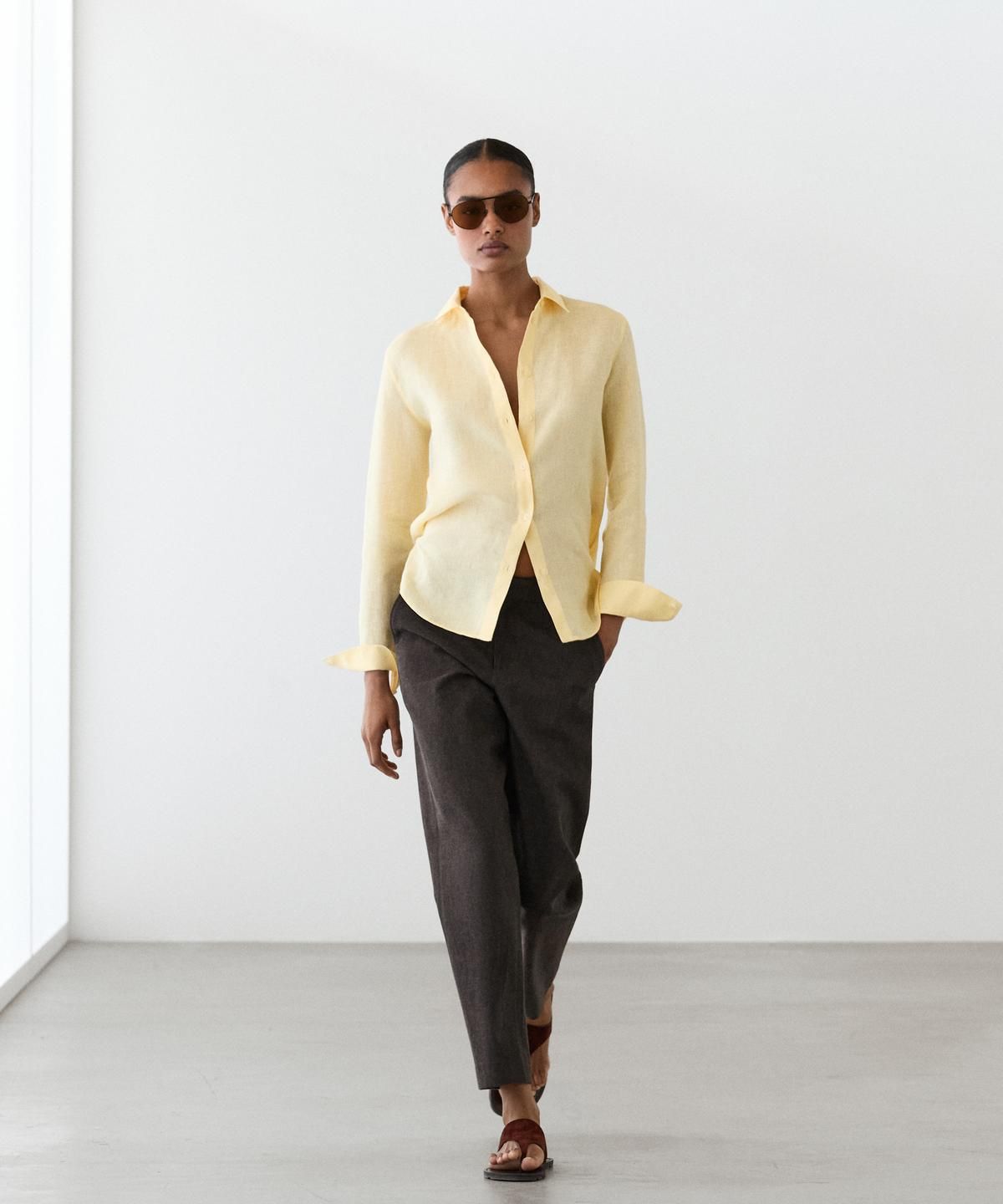 마시모두띠(MASSIMO DUTTI) 슬림 핏 린넨 팬츠