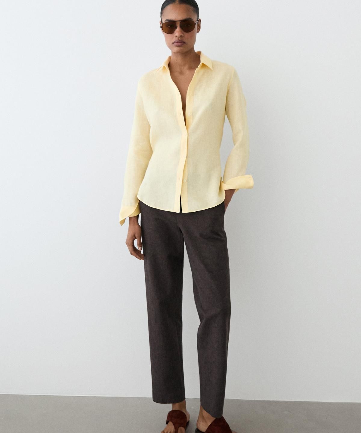 마시모두띠(MASSIMO DUTTI) 슬림 핏 린넨 팬츠
