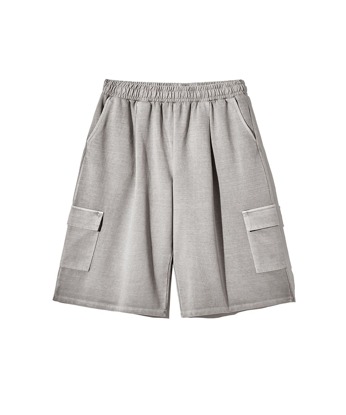 가까이 유니언즈(GAKKAI UNIONS) 원턱 8부 피그먼트 버뮤다 카고 팬츠 스톤그레이