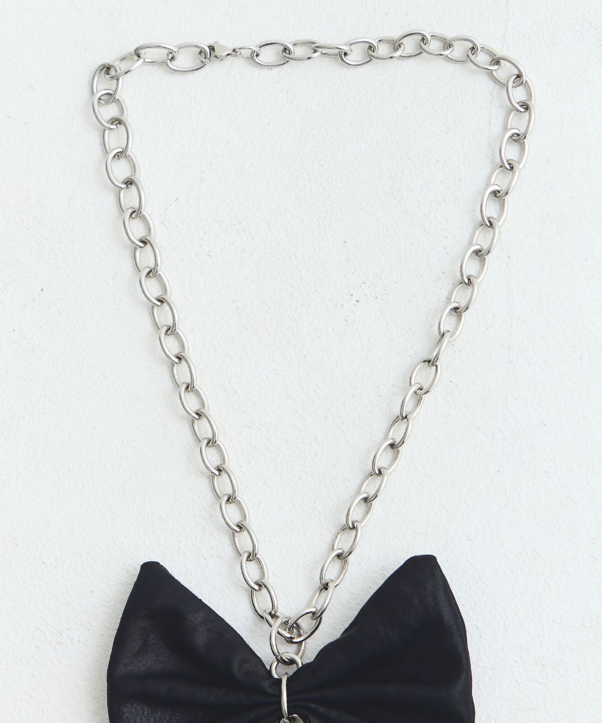 무아르모아(MOIREMOA) Five Ribbon Chain Tie necklace-Black