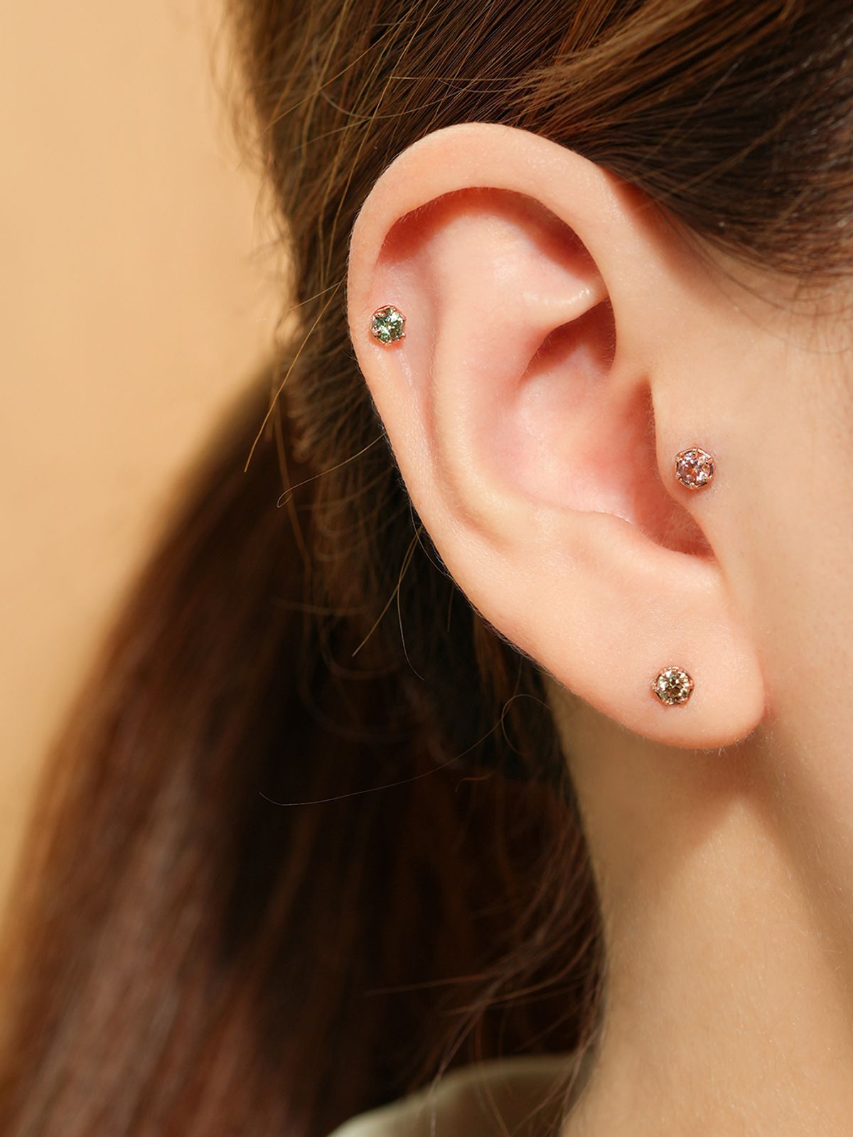 미니멀피어싱(MINIMALPIERCING) [0.8mm]14K 인터널 모이사나이트 다이아 임페리얼 라블렛 피어싱