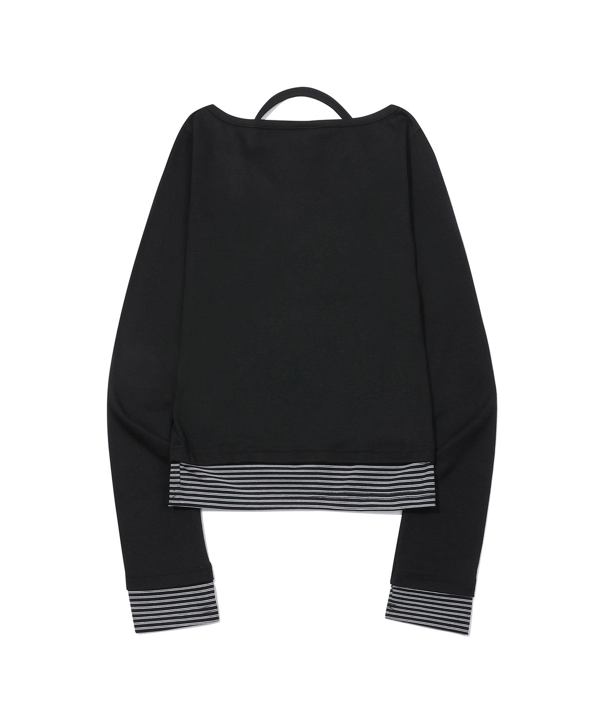 이퓨원트(IFYOUWANT) Cross Henley Crop Long Sleeve Black