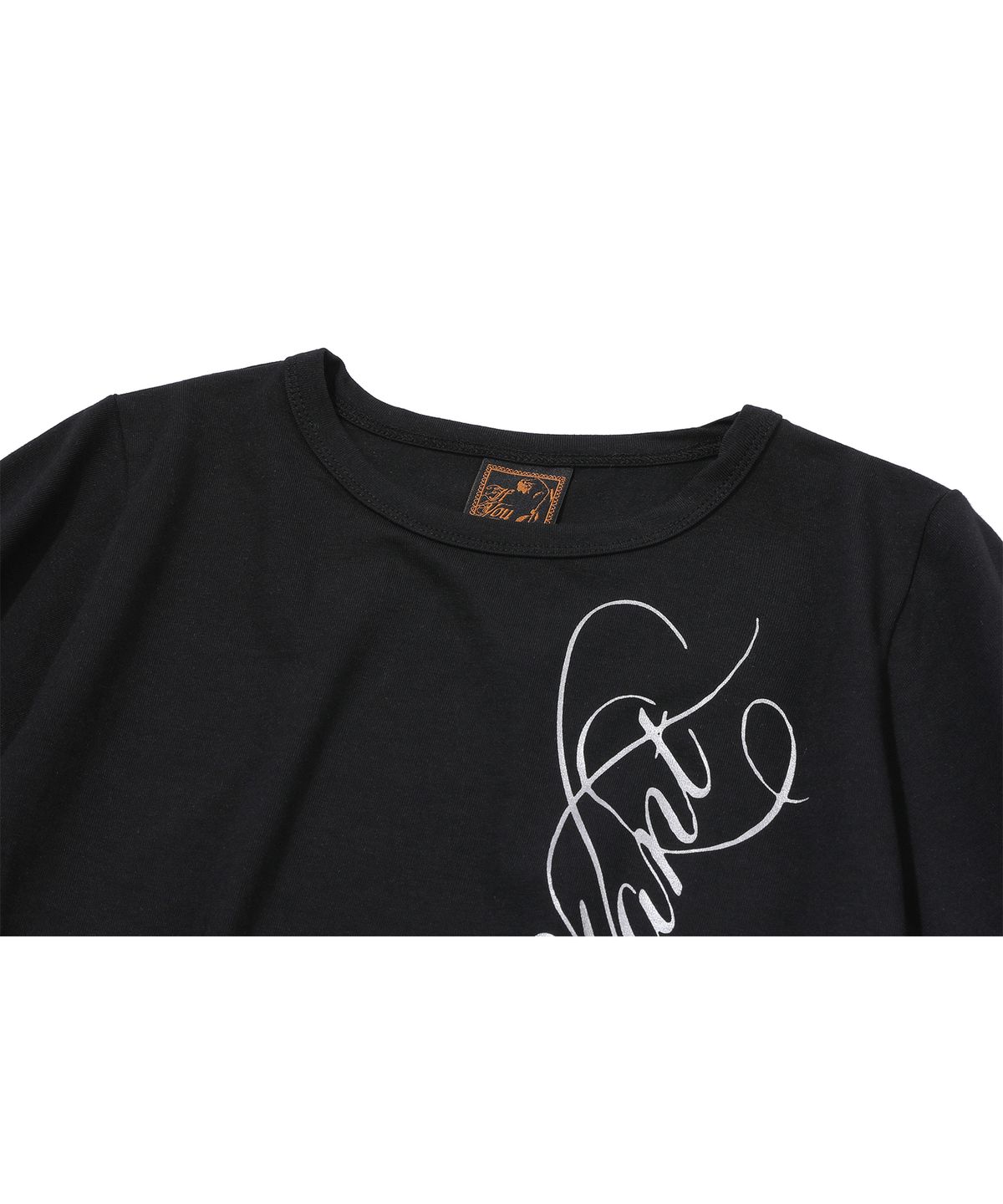 이퓨원트(IFYOUWANT) Cursive Crop Tee Black