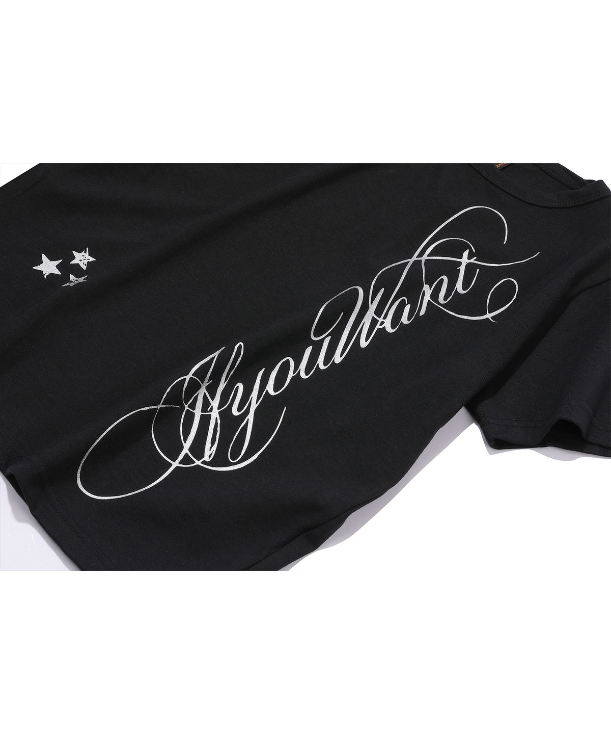 이퓨원트(IFYOUWANT) Cursive Crop Tee Black