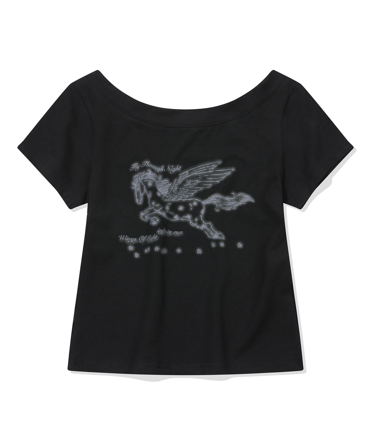 이퓨원트(IFYOUWANT) Pegasus One-Shoulder Tee Black