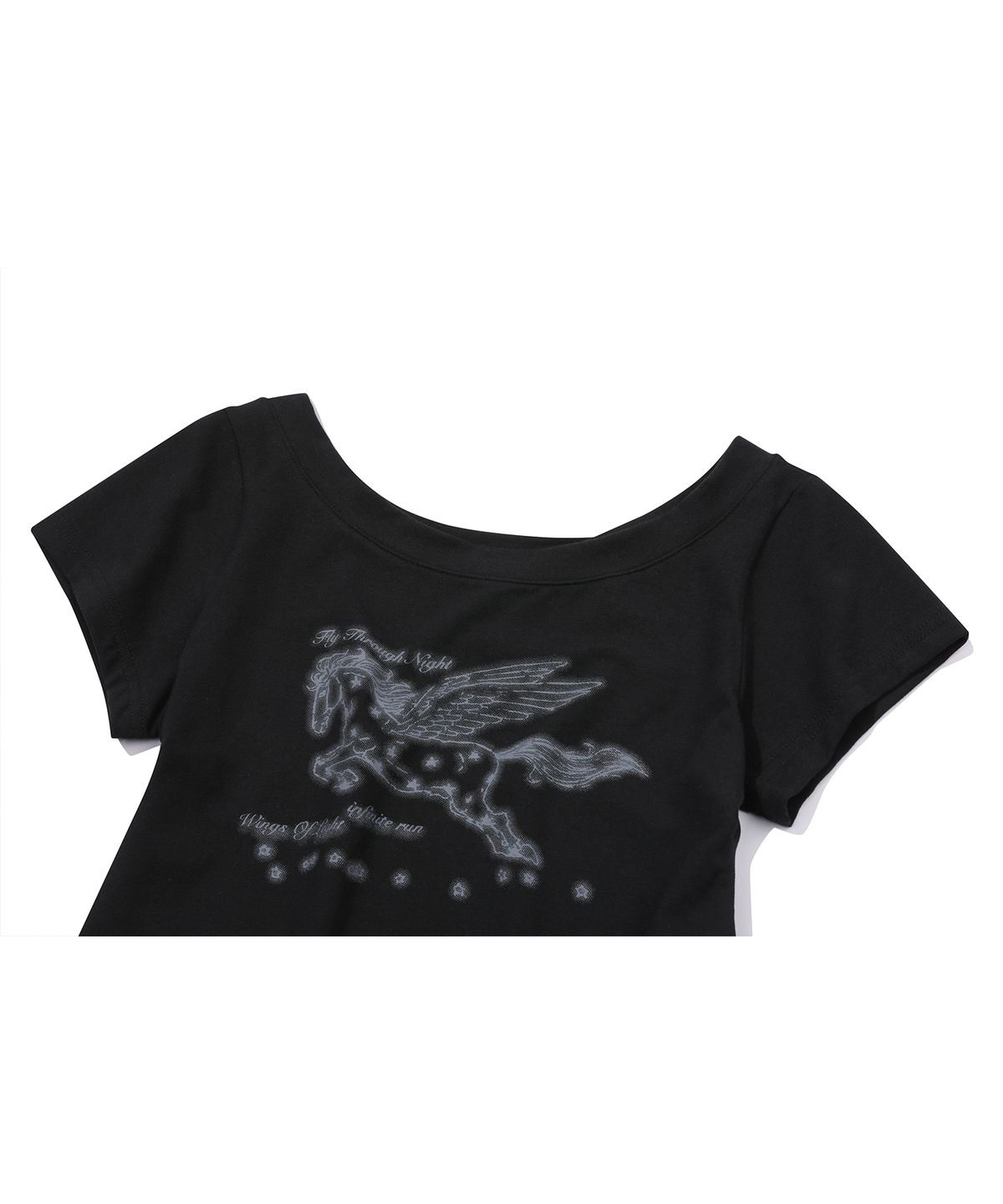 이퓨원트(IFYOUWANT) Pegasus One-Shoulder Tee Black