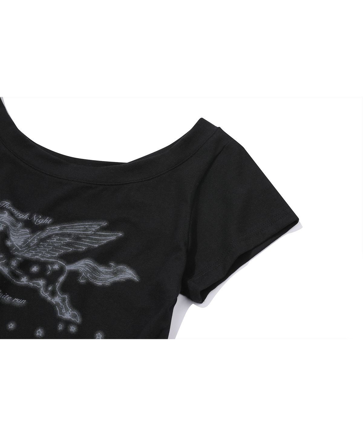 이퓨원트(IFYOUWANT) Pegasus One-Shoulder Tee Black
