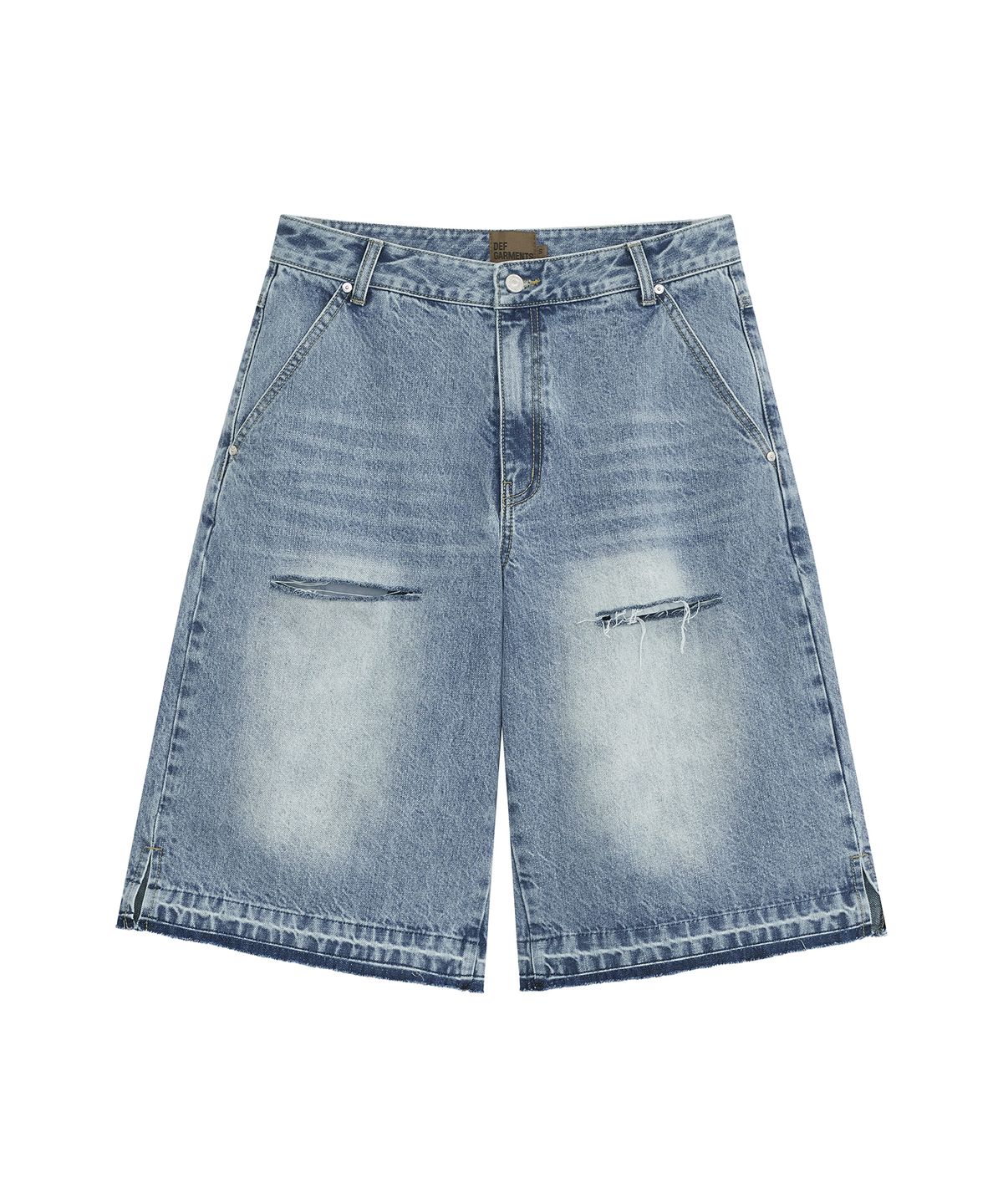 데프가먼츠(DEFGARMENTS) WASHED BUCKLE DENIM SHORTS [INDIGO]