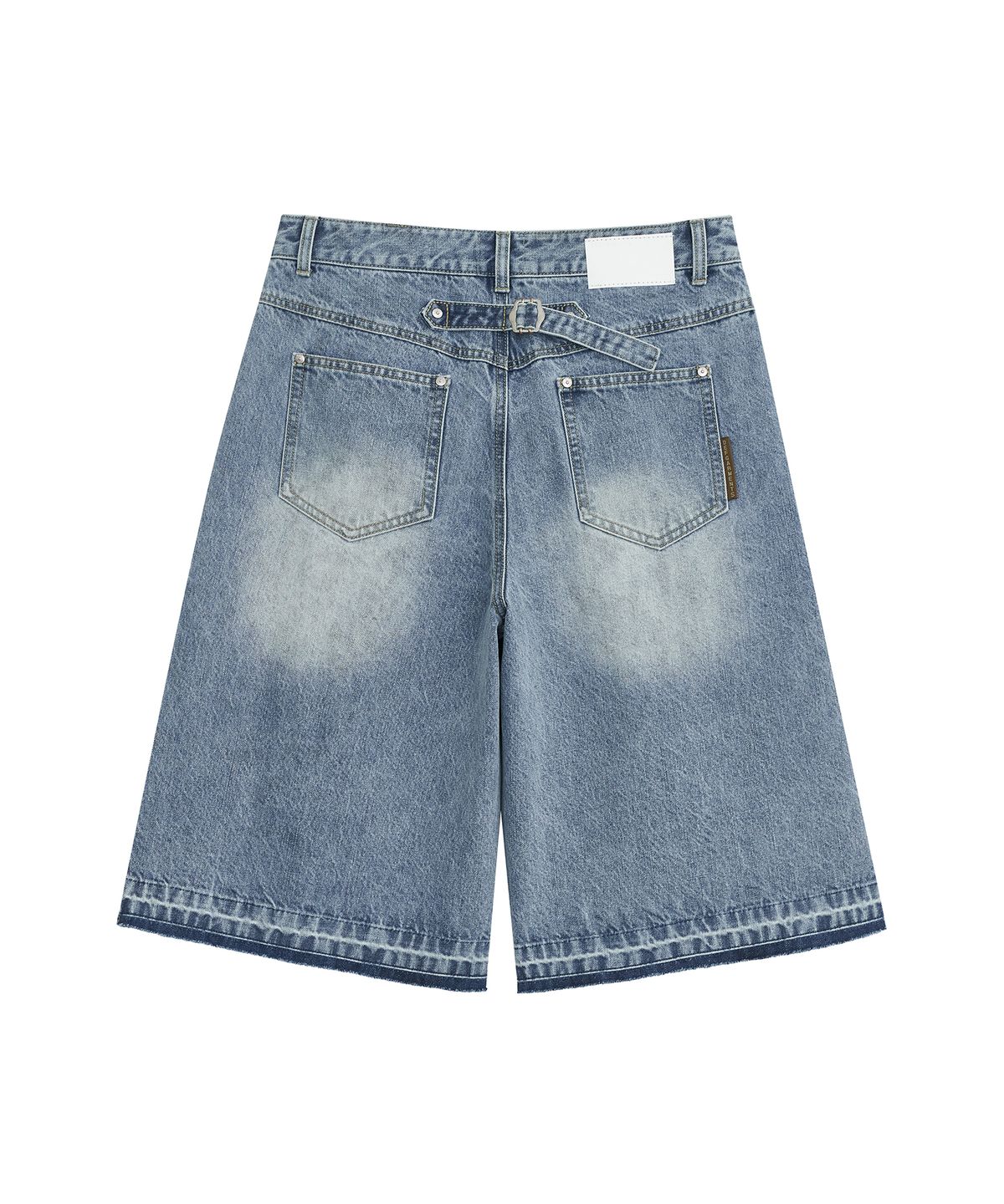 데프가먼츠(DEFGARMENTS) WASHED BUCKLE DENIM SHORTS [INDIGO]