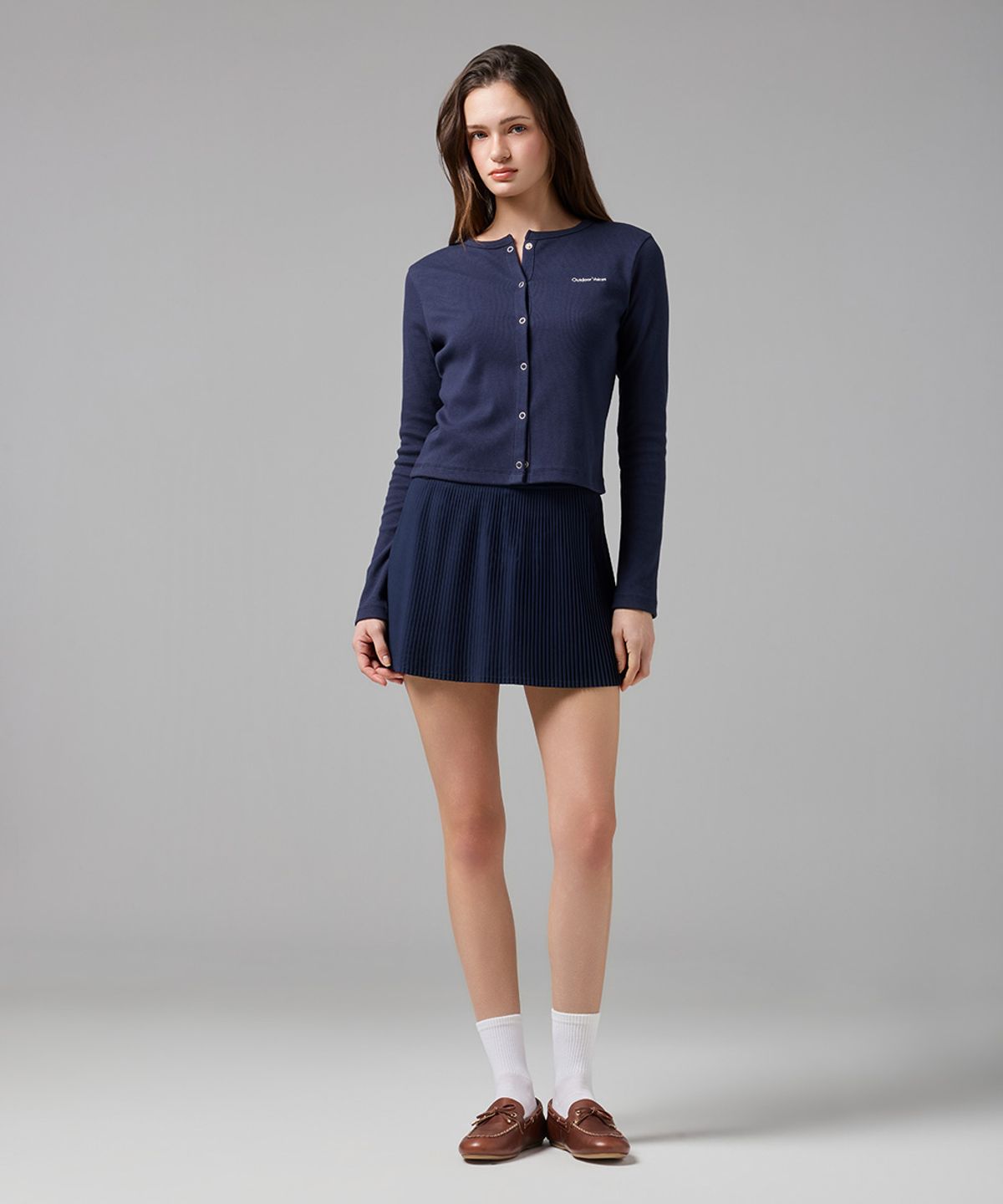 아웃도어 보이스(OUTDOOR VOICES) (W)ESSENTIAL RIB CARDIGAN (NAVY)