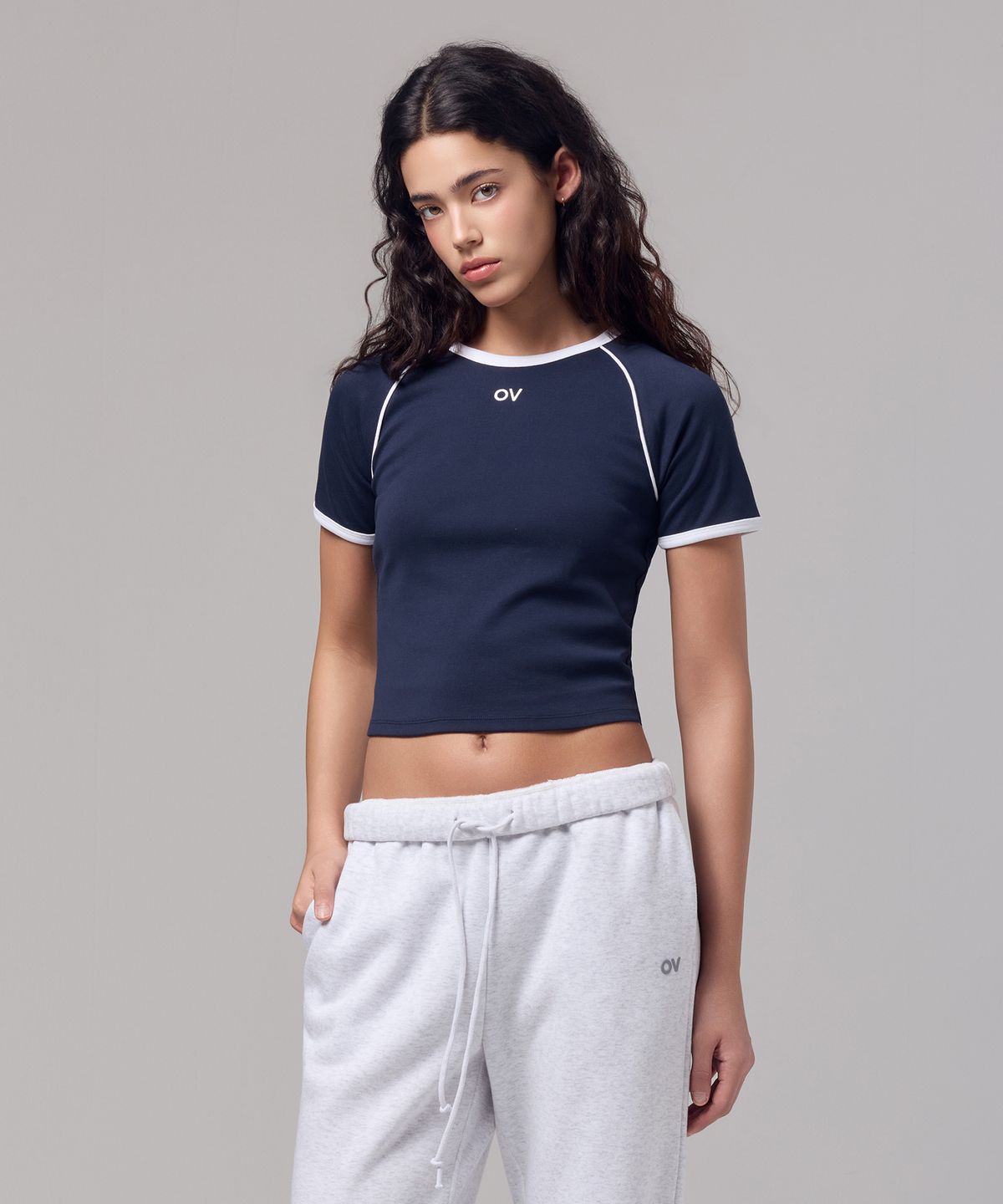 아웃도어 보이스(OUTDOOR VOICES) (W)OV CENTRAL LOGO RINGER TEE (NAVY)