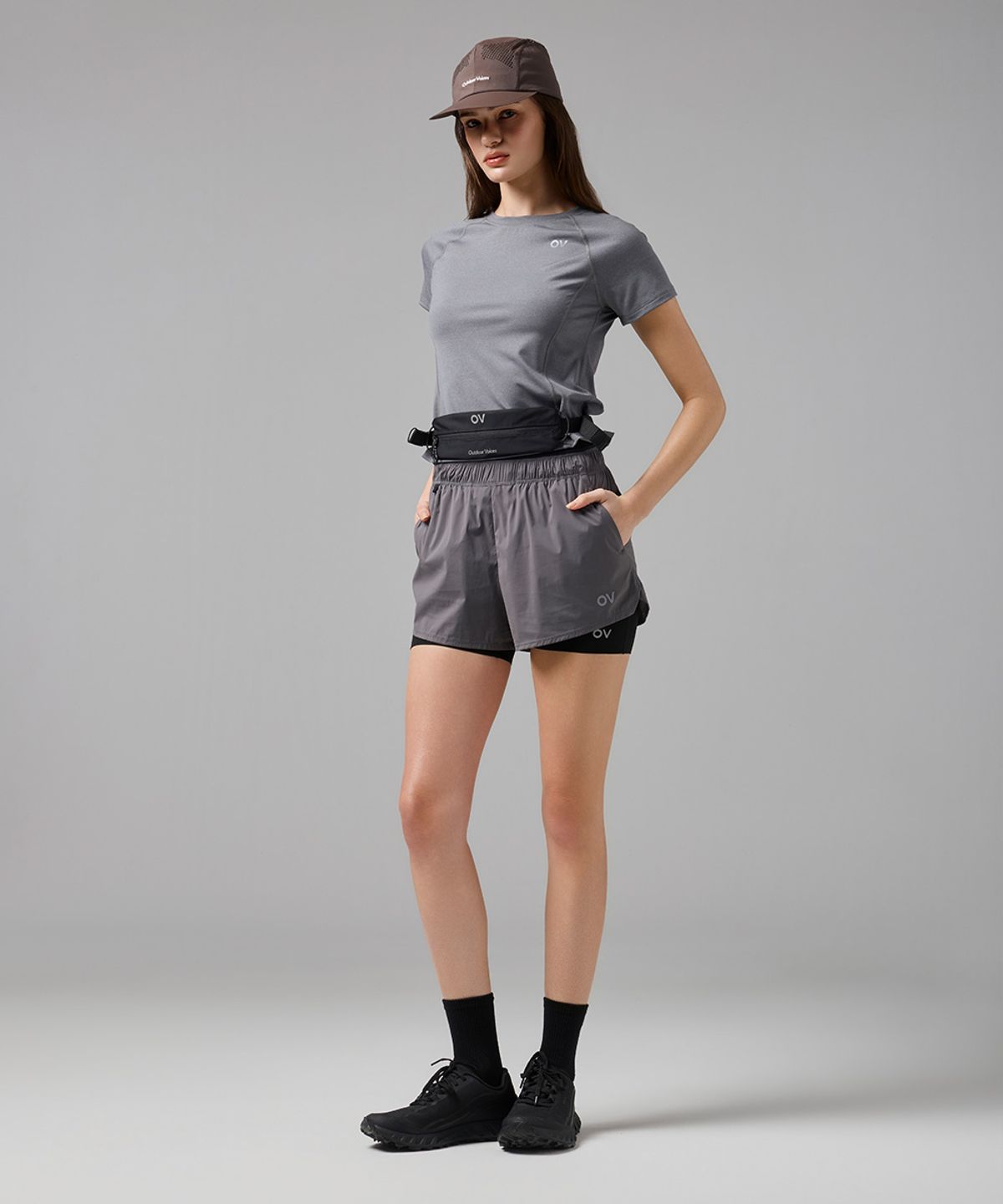 아웃도어 보이스(OUTDOOR VOICES) (W)Technol-OV™ DRY FLEX SLIM TEE (CHARCOAL)