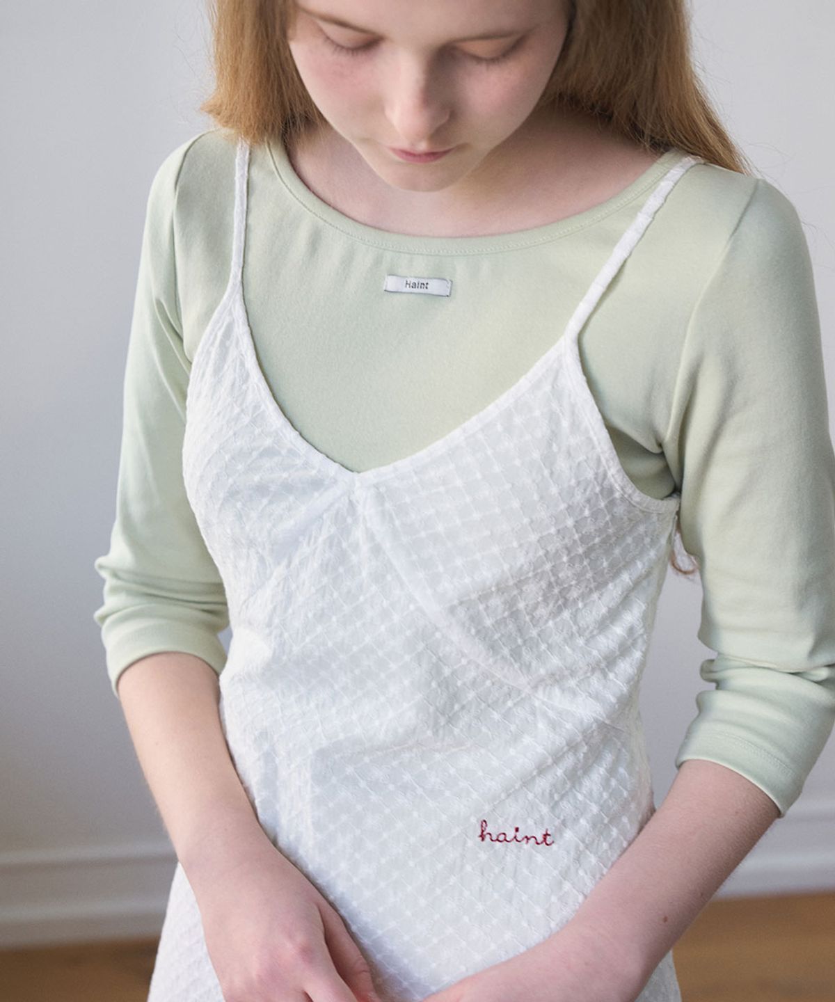 헤인트(HAINT) PUNCHING COTTON LAYERED ONE-PIECE_IVORY