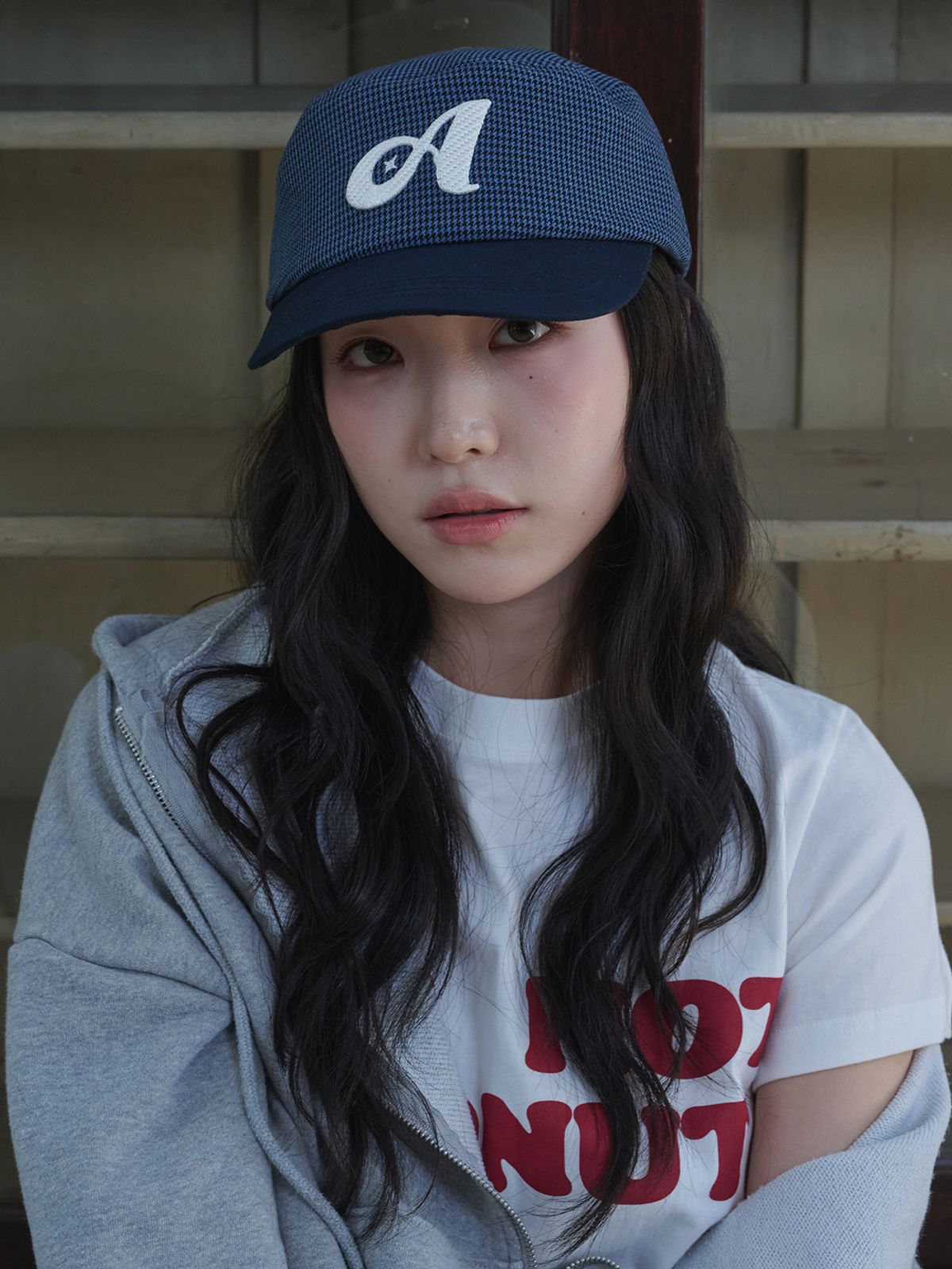 올인컴플리트(ALLINCOMPLETE) 투톤 하운드투스 필박스 캡 (네이비)