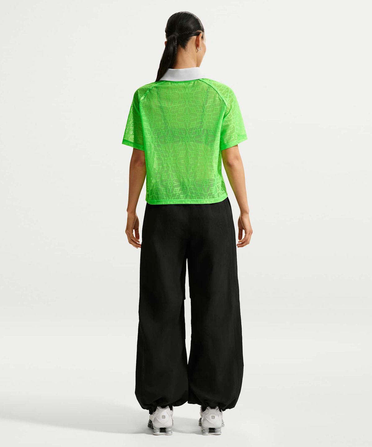나이키(NIKE) 스포츠웨어 루즈 레이스 폴로 저지 탑 W - 그린 스트라이크:퓨어 플래티넘:블랙 / IF0521-398