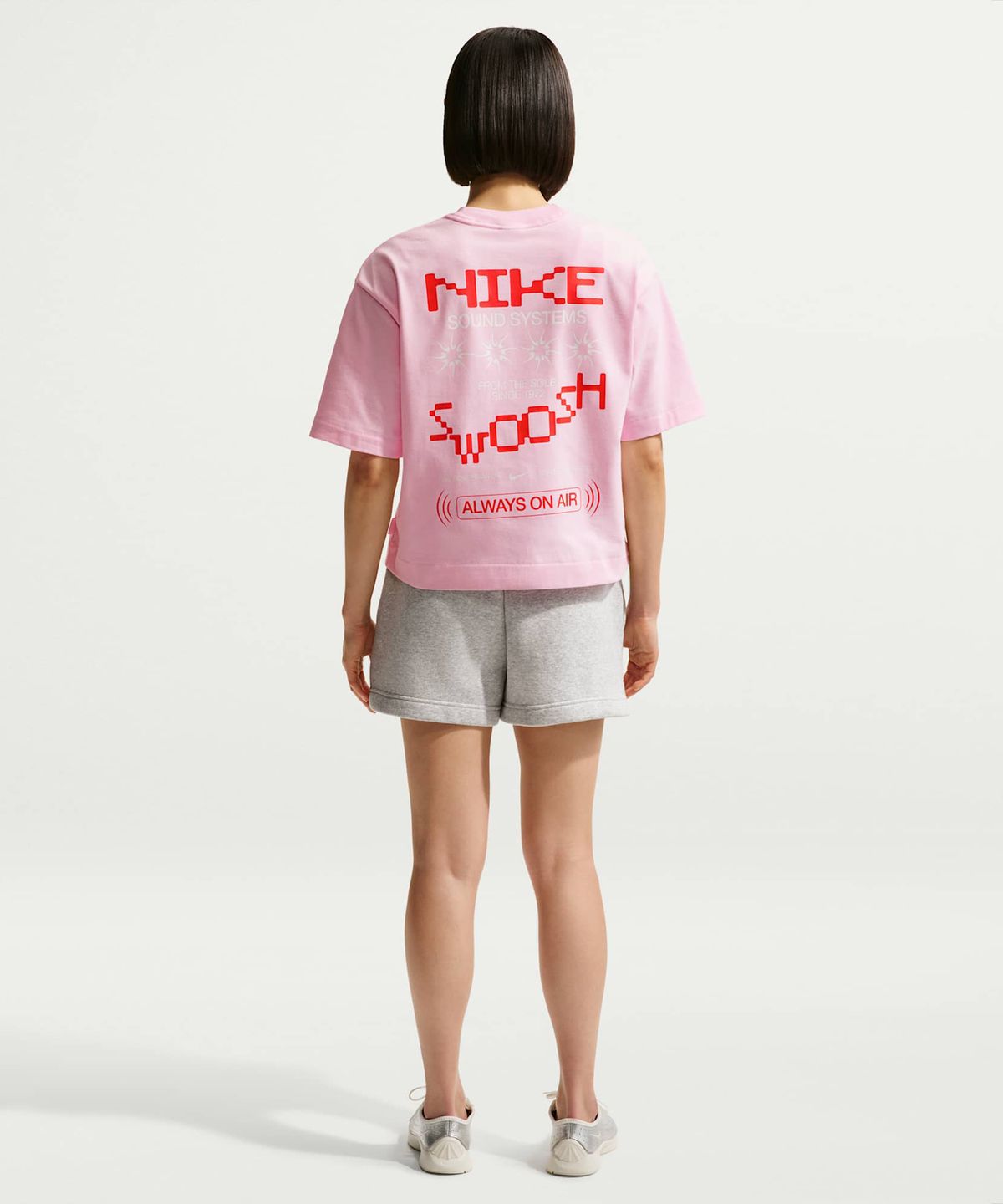 나이키(NIKE) 스포츠웨어 오버사이즈 미드 크롭 티셔츠 W - 핑크 폼 / IV3241-663