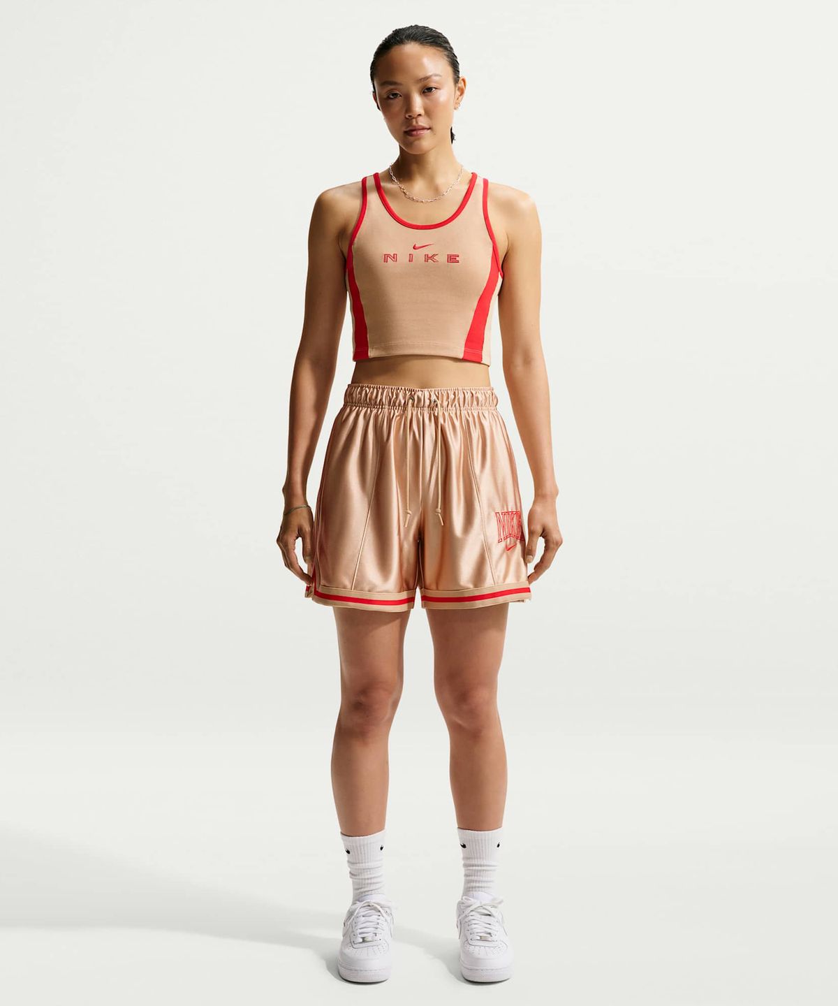 나이키(NIKE) 스포츠웨어 타이트 그래픽 탱크 탑 W - 리넨:라이트 크림슨 / IF0553-286
