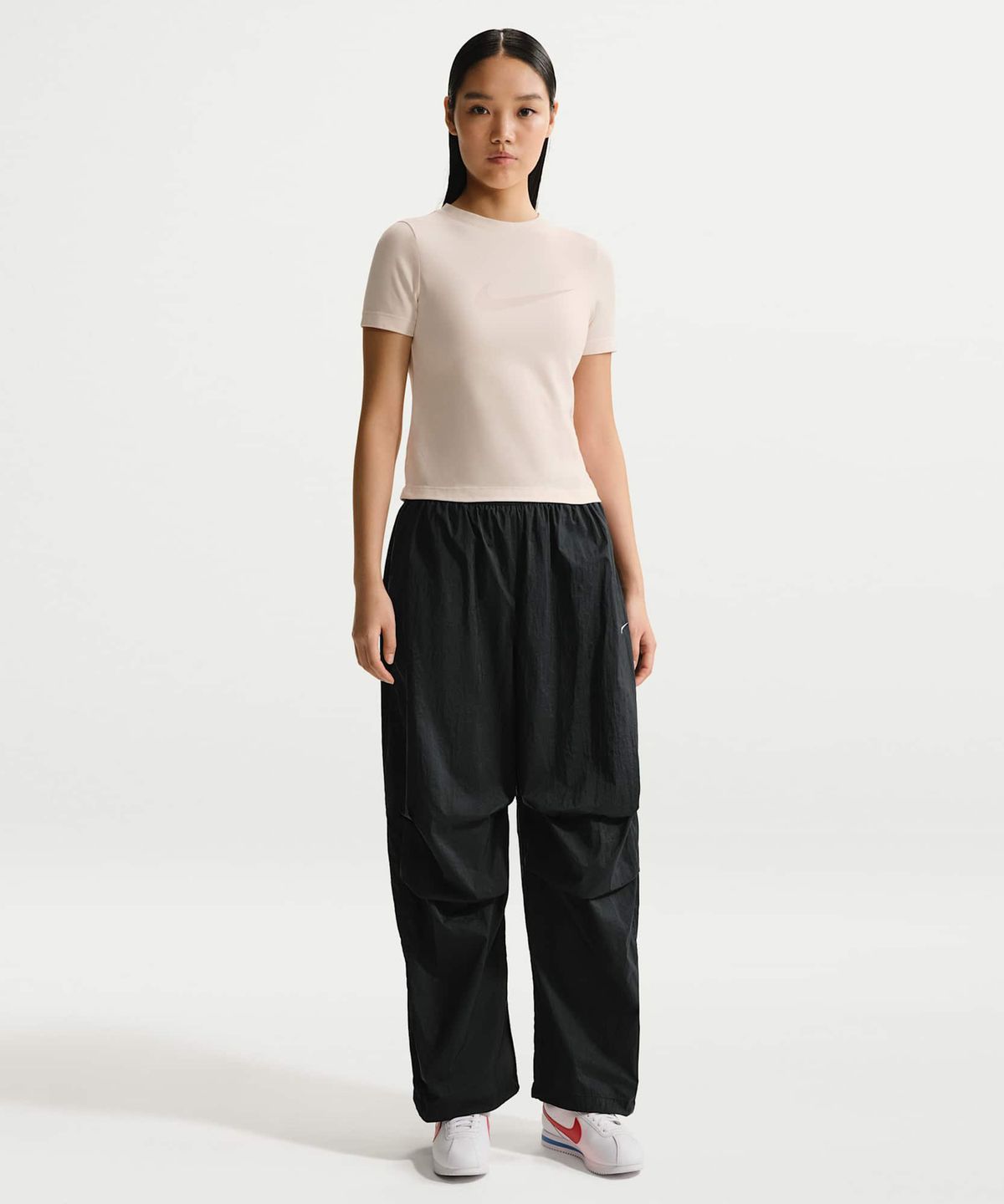 나이키(NIKE) 스포츠웨어 슬림 반소매 번아웃 로고 탑 W - 초크 / IO1517-103
