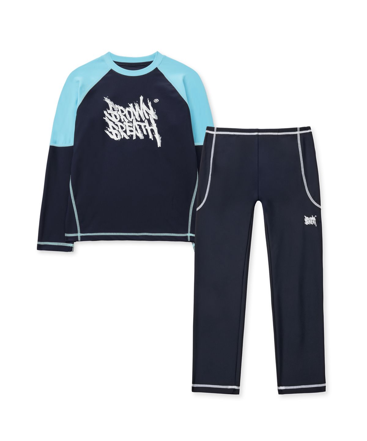 브라운브레스 키즈(BROWNBREATH KIDS) KIDS COLOR BLOCK RASH GUARD SETUP - NAVY