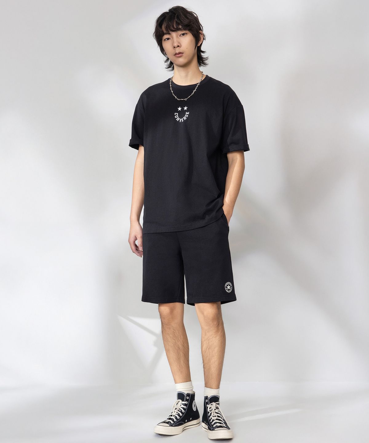 컨버스(CONVERSE) 레트로 로고 프렌치 테리 쇼츠 블랙 MCJ787-023