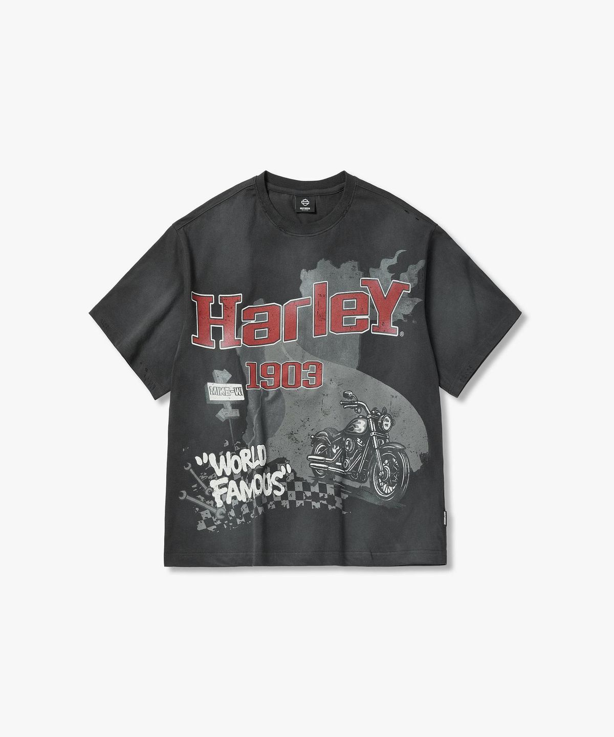 할리데이비슨 컬렉션스®(HARLEY-DAVIDSON COLLECTIONS®) 할리 스프레이 오버핏 티셔츠_다크 그레이 HH16111071