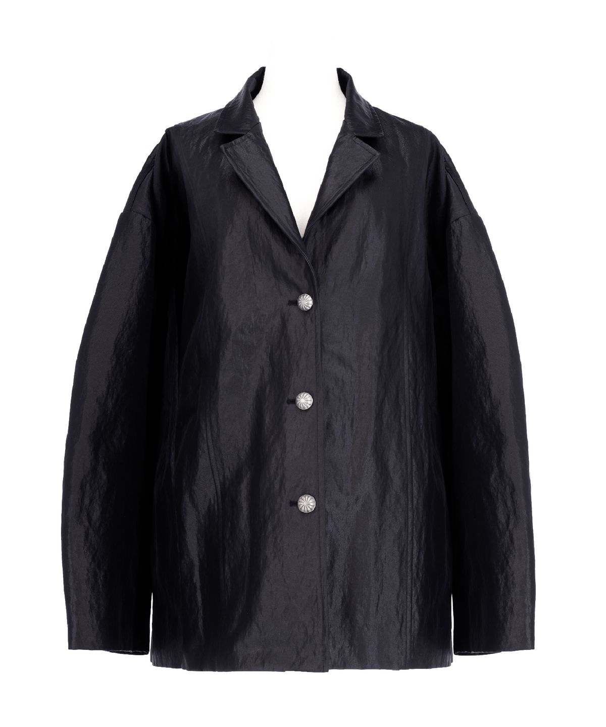 무아르모아(MOIREMOA) Lustre Fold-Back Jacket-Black