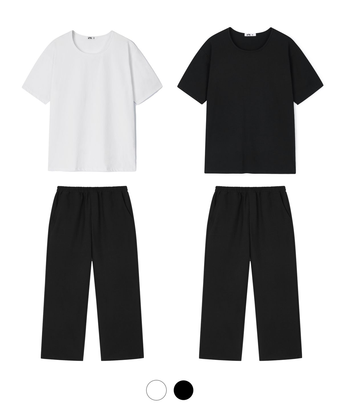 엔티비씨(NTBC) [SET] DANDY U-NECK COOL COTTON BASIC HALF T-SHIRT & WIDE BENDING SLACKS