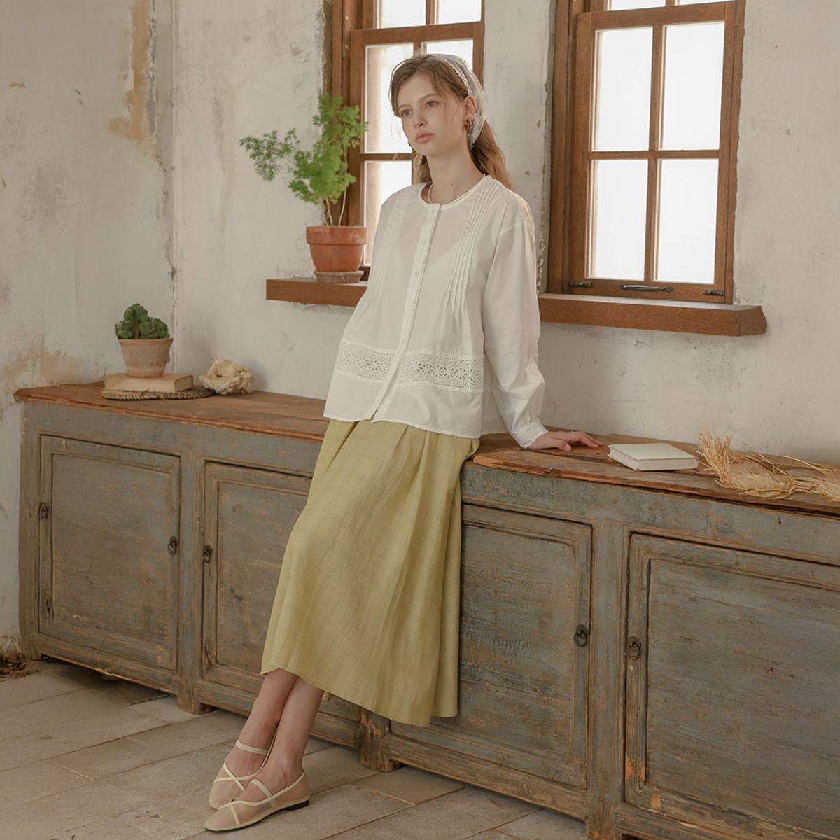 프라우드 마리(PROUD MARY) PM_Natural a-line midi skirt_YELLOW
