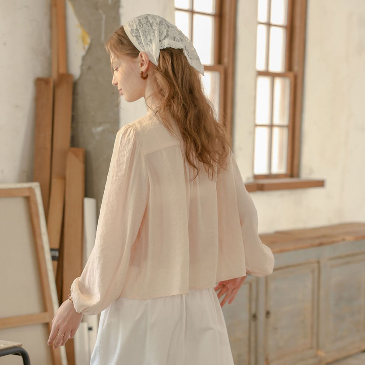 프라우드 마리(PROUD MARY) PM_Peach feminine ribbon shirt_PINK