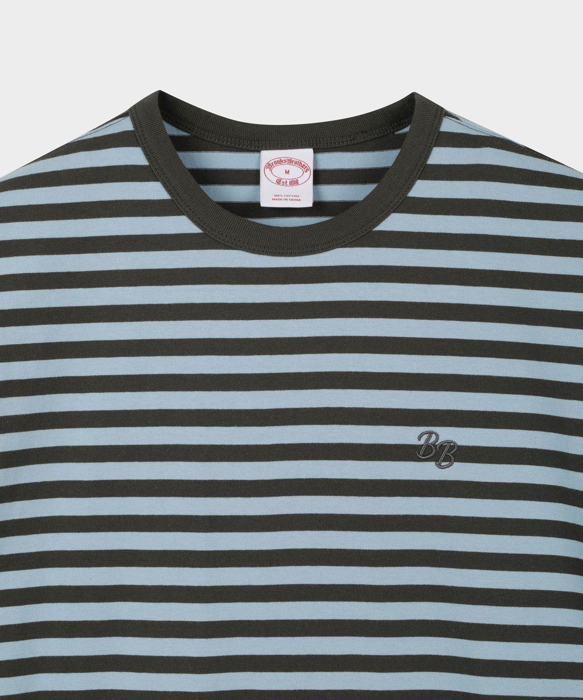 브룩스 브라더스(BROOKS BROTHERS) 스트라이프 반팔티셔츠 (블루) (BBNPMOG205)