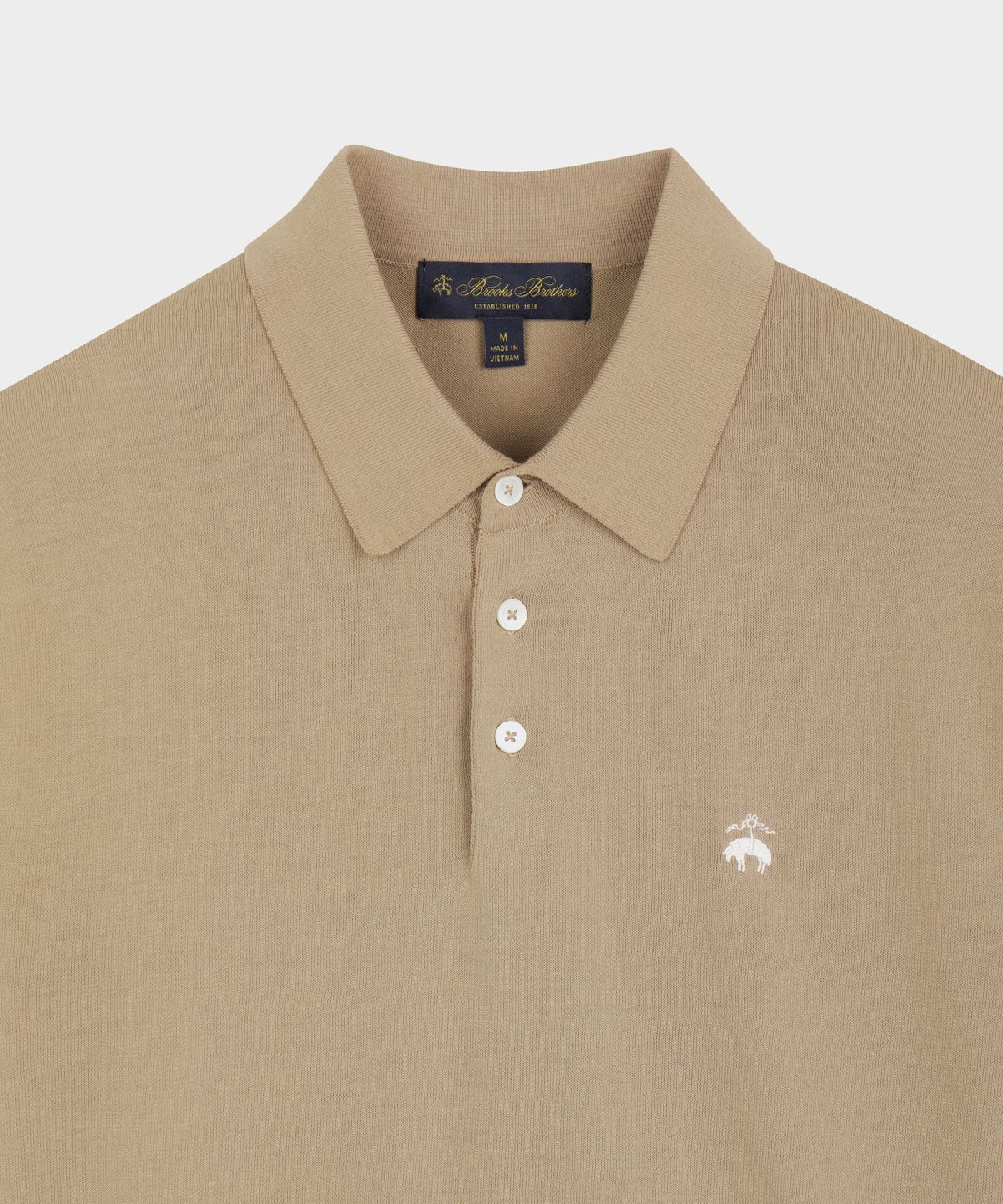 브룩스 브라더스(BROOKS BROTHERS) 코튼 폴로 반팔 스웨터 (베이지) (BBWTMOG202)