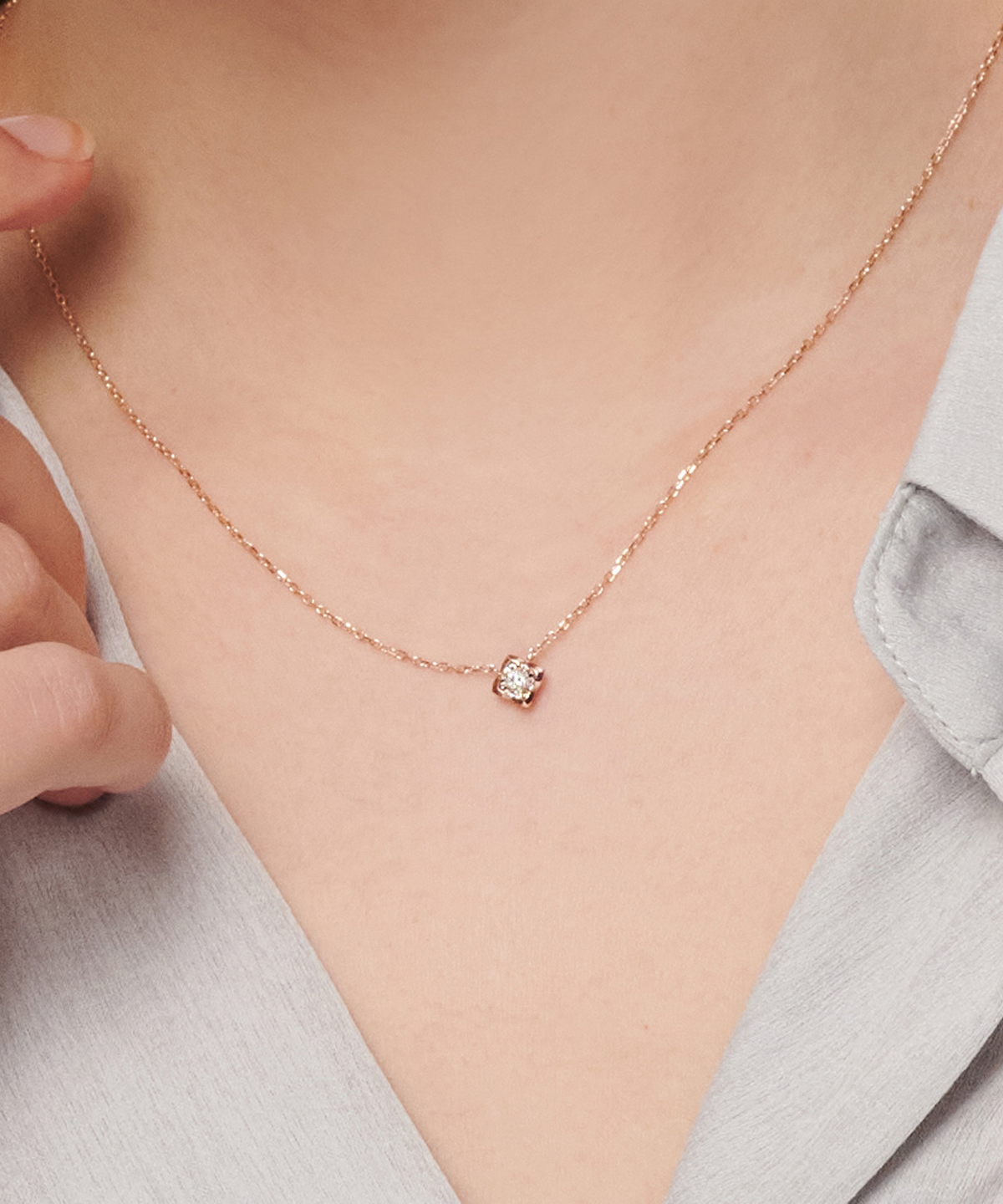 러비앤비(LOVEENB) [14K gold] 로제 랩다이아몬드 목걸이