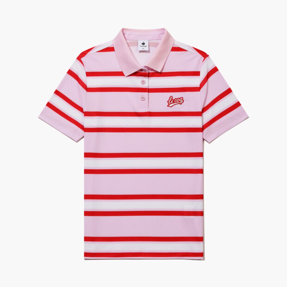 르꼬끄 골프(LECOQ GOLF) 여성 드라이 터치 스트라이프 카라 반팔 티셔츠 RED0 GR122LTS32