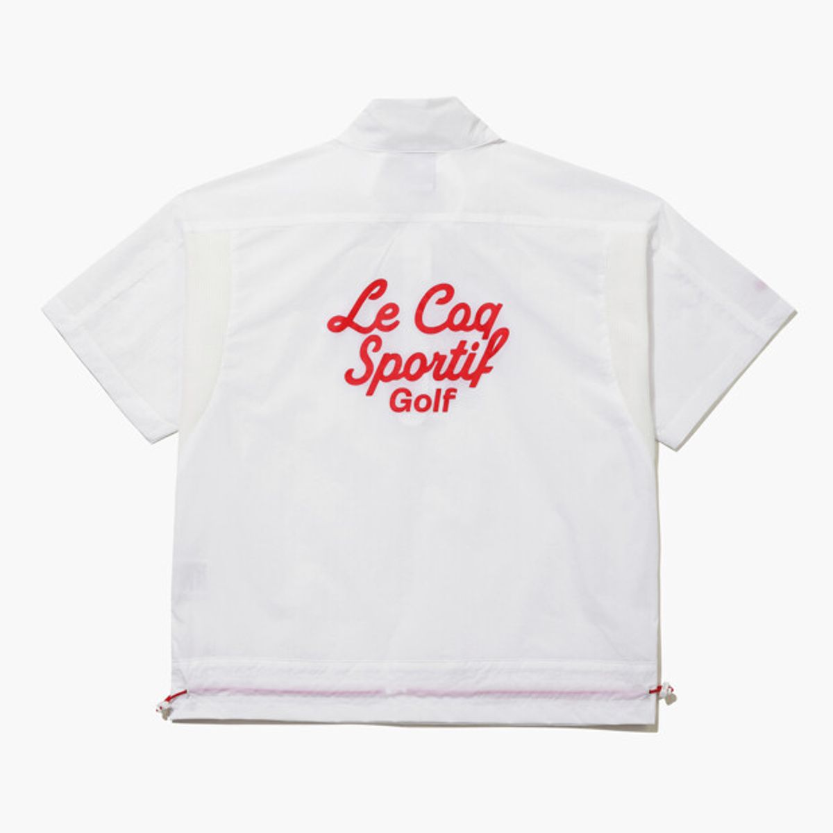 르꼬끄 골프(LECOQ GOLF) 여성 경량 우븐 반집업 반팔 티셔츠 _WHTE GR222LTS47